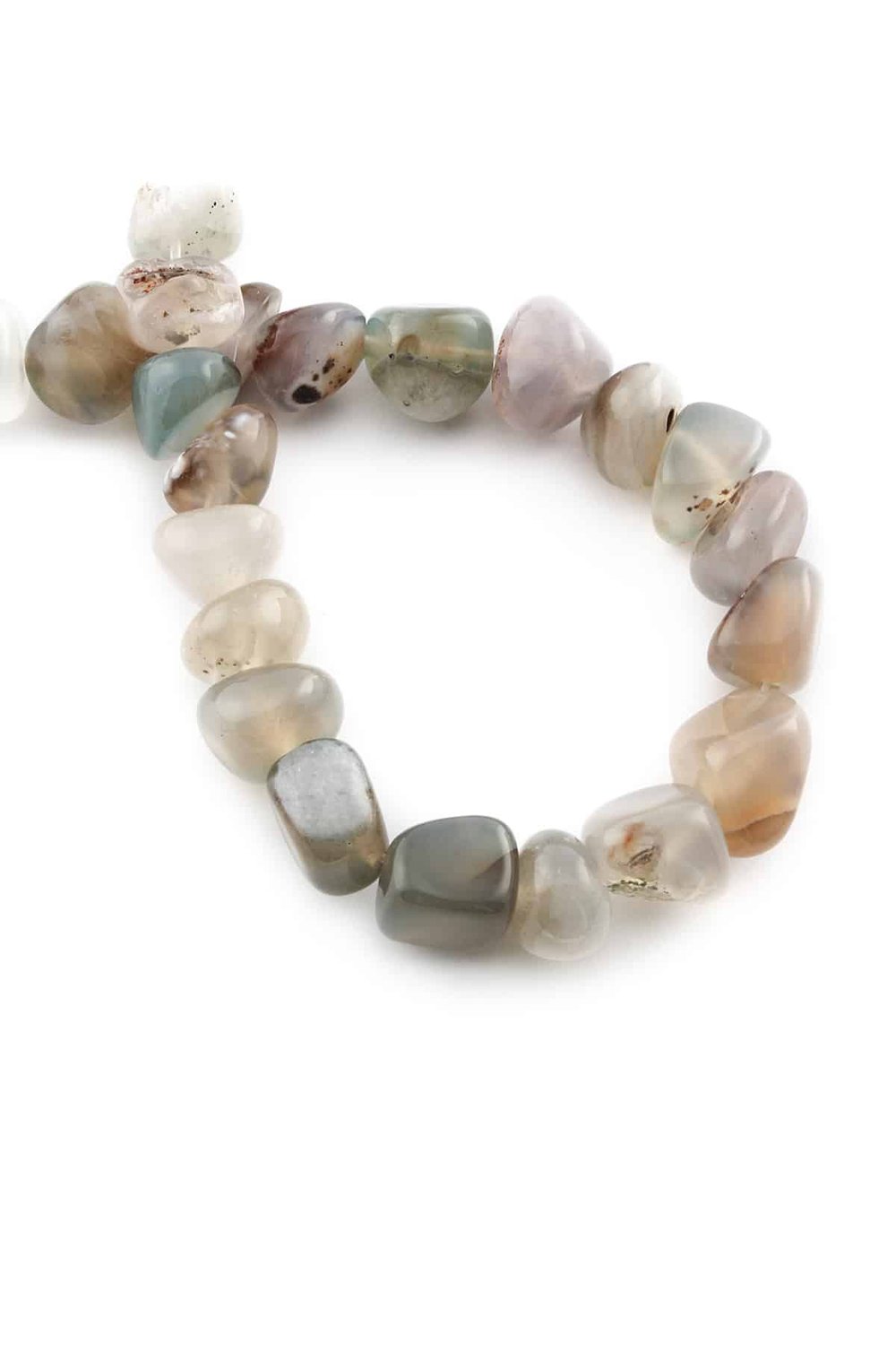 Agate Natural Stone Shiny Grey Tumbler Cut 8x11mm String Of Beads