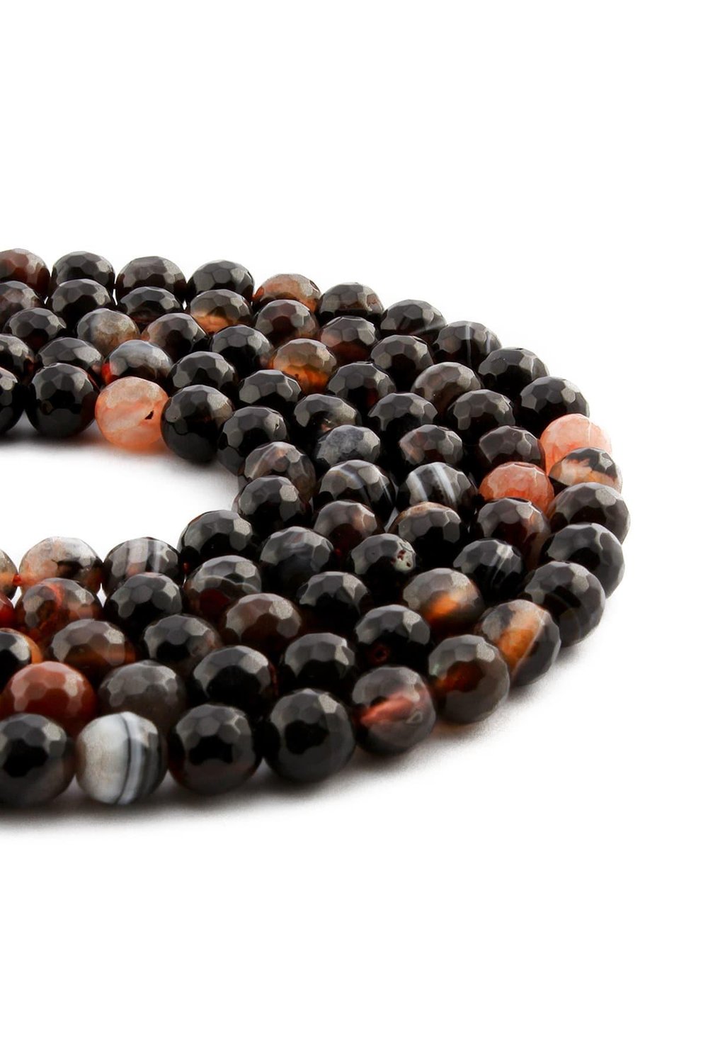 Agate Natural Stone Shiny Brown Globe Facet Cut 8mm String Of Beads