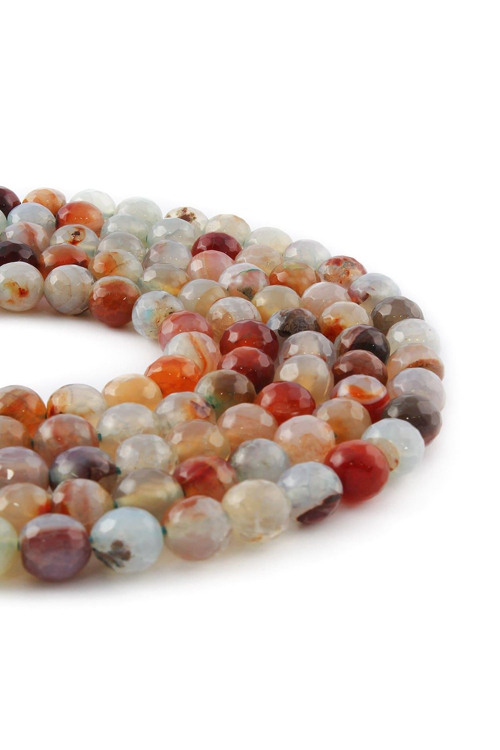 Agate Natural Stone Shiny Brown Globe Facet Cut 8mm String Of Beads