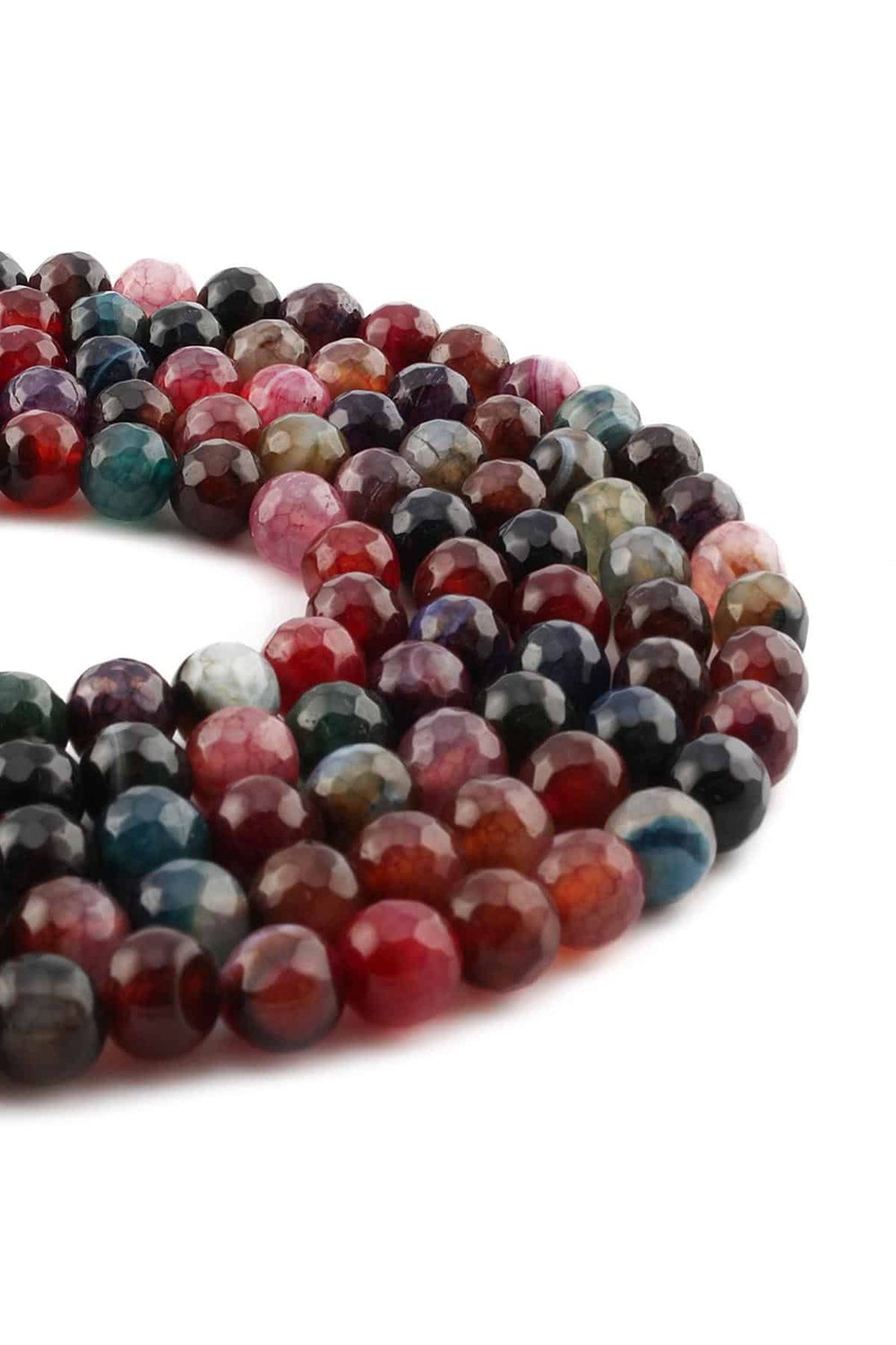 Agate Natural Stone Shiny Mix Facet Cut 8mm String Of Beads