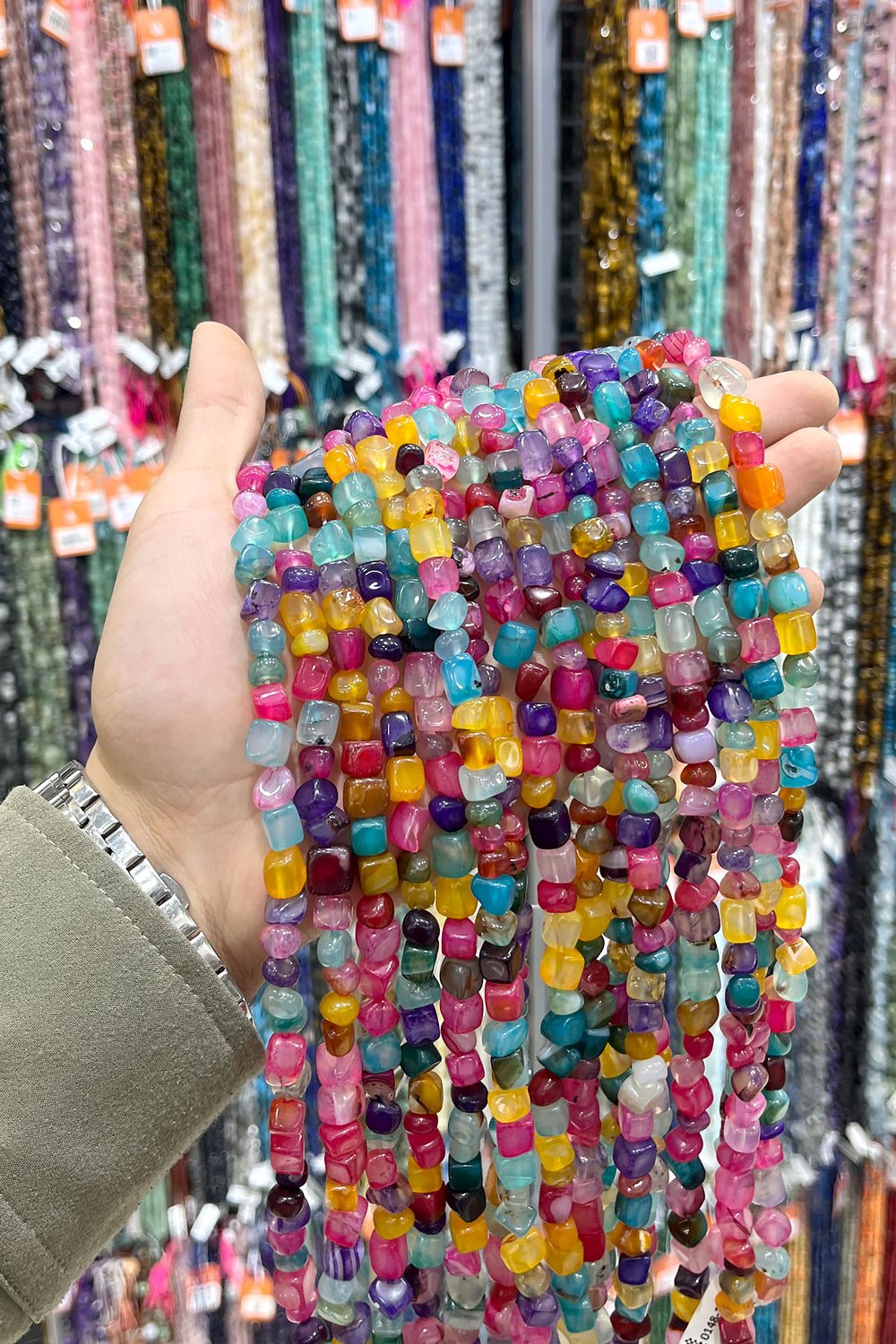 Agate Natural Stone Shiny Mix Tumbler Cut 6x8mm String Of Beads
