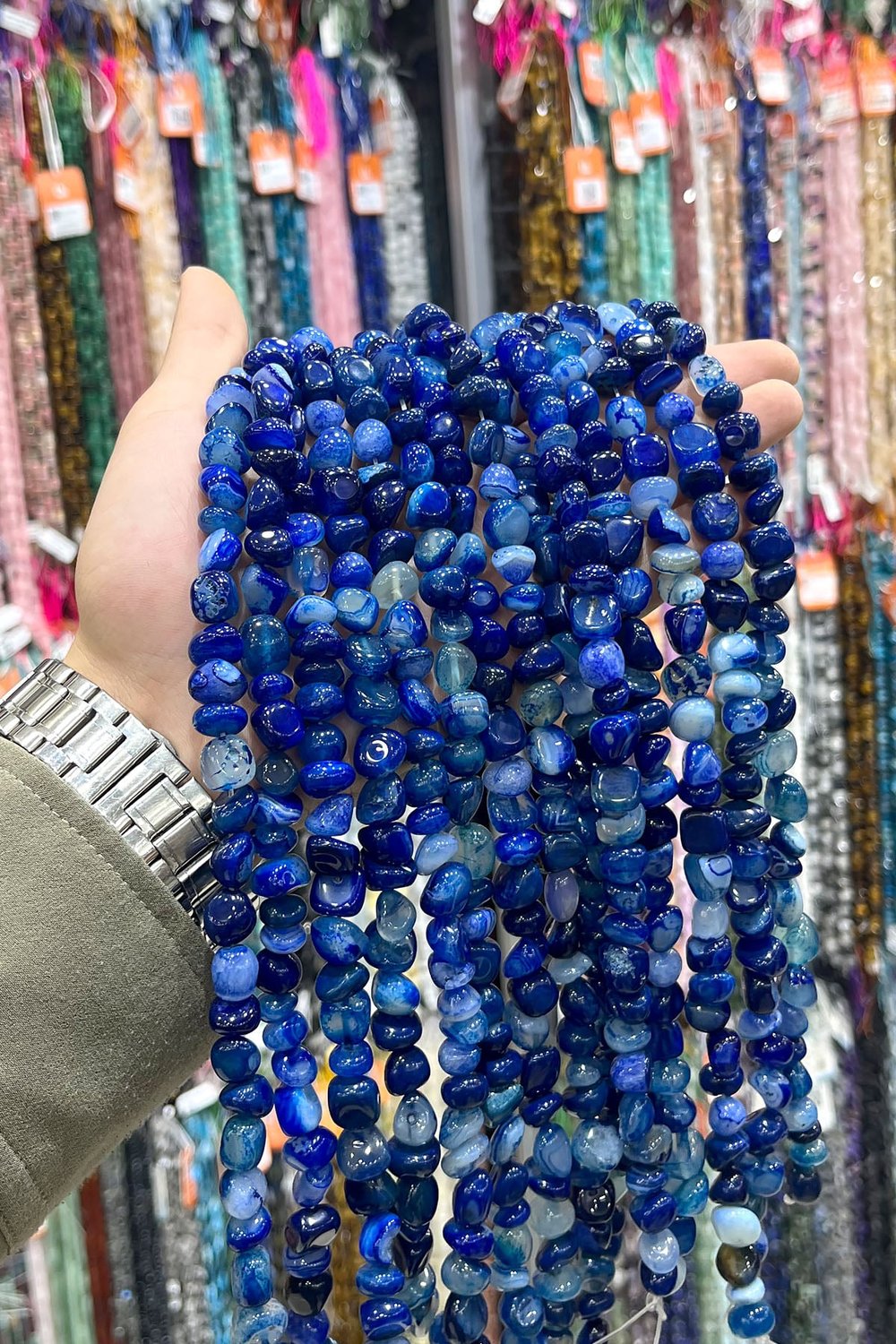 Akik Taşı Tımbıl Kesim Parlak Koyu Mavi 8x11mm Doğal Taş Dizi [A]