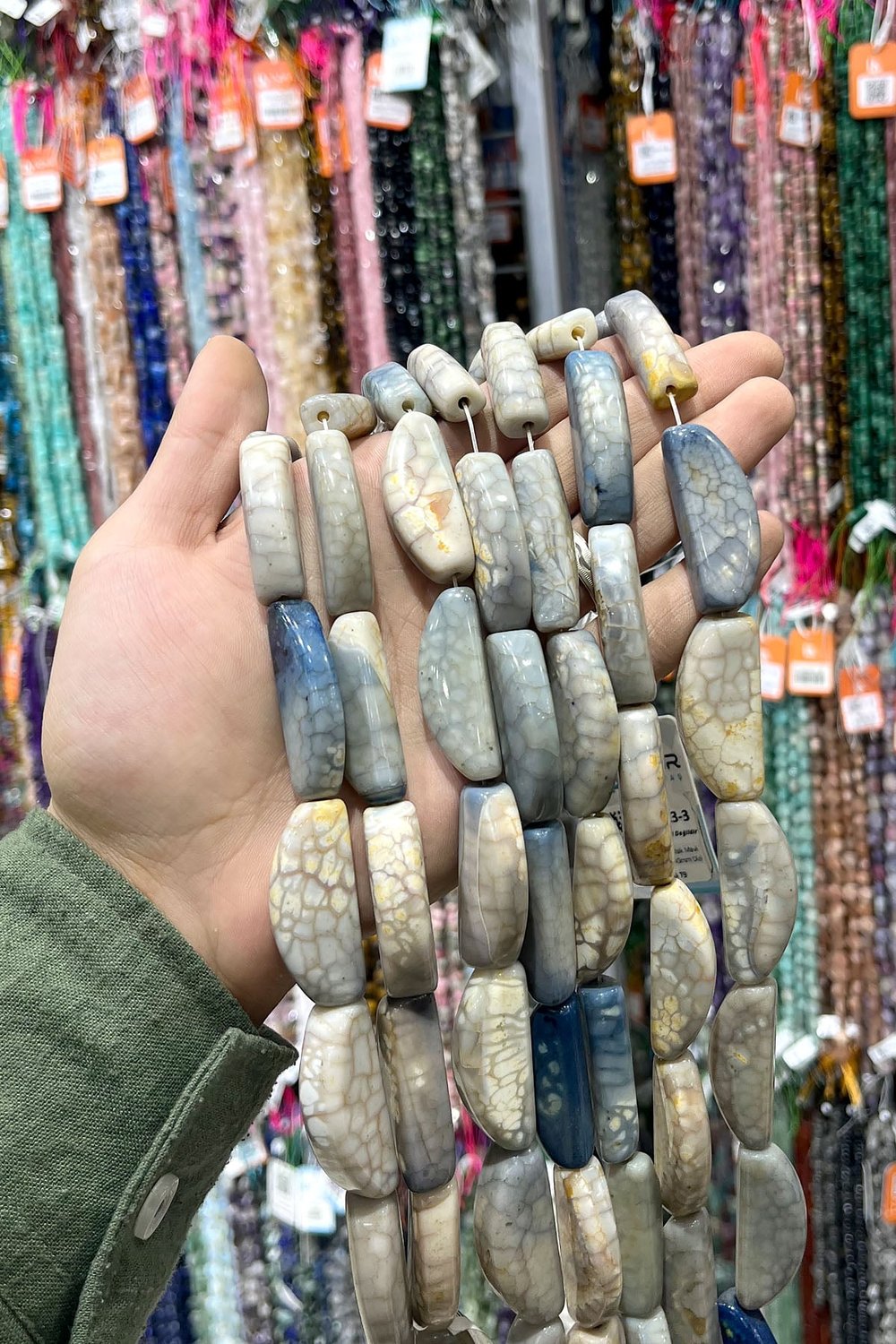 Akik Taşı Amorf Kesim Parlak Mavi 15x40mm Doğal Taş Dizi
