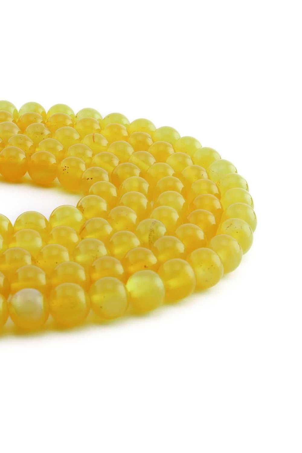 Agate Natural Stone Shiny Yellow Globe Cut 8mm String Of Beads