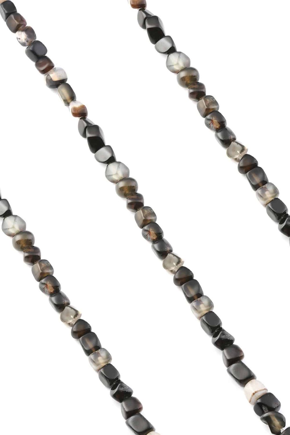 Agate Natural Stone Shiny Black Tumbler Cut 6x8mm String Of Beads