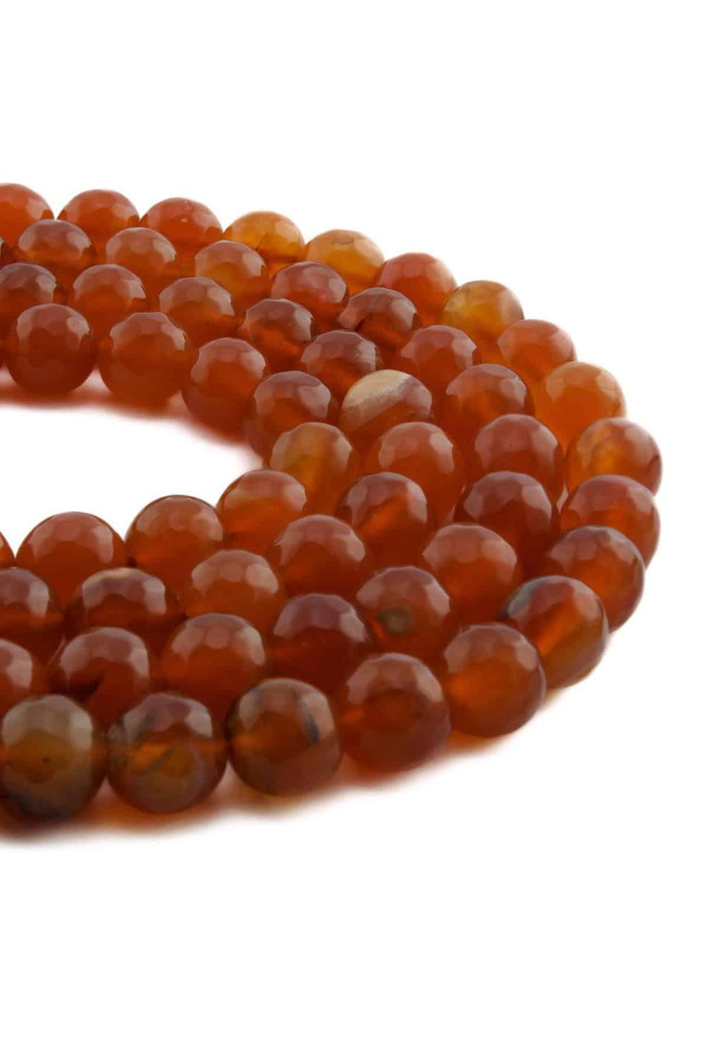 Agate Natural Stone Shiny Orange Globe Facet Cut 10mm String Of Beads
