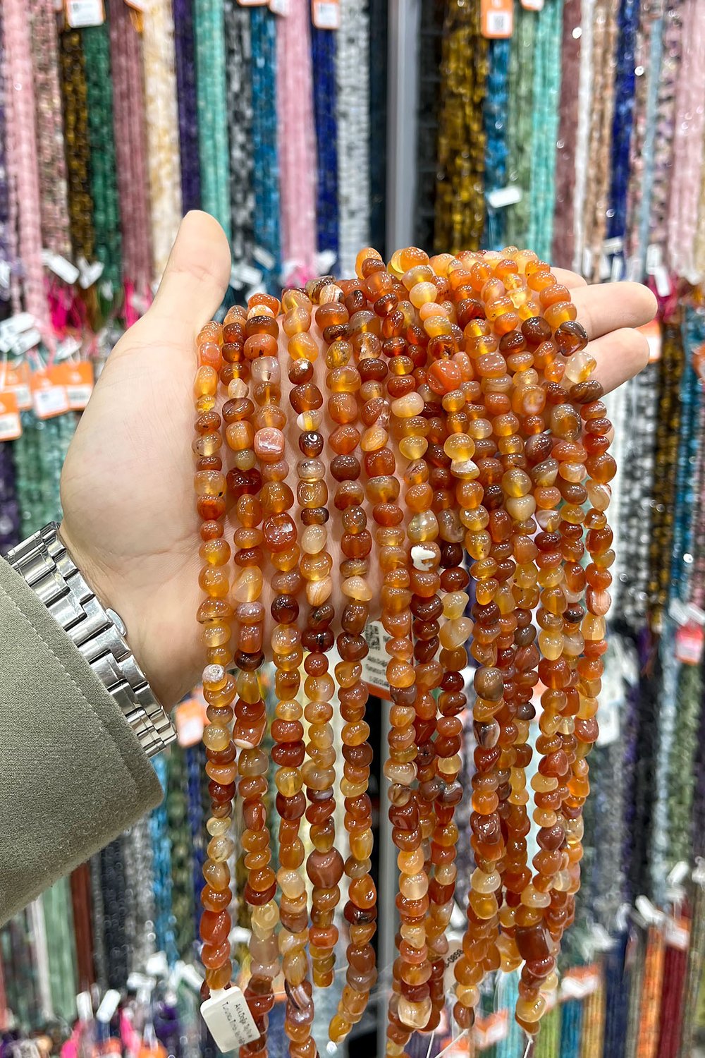 Agate Natural Stone Shiny Orange Tumbler Cut 6x8mm String Of Beads