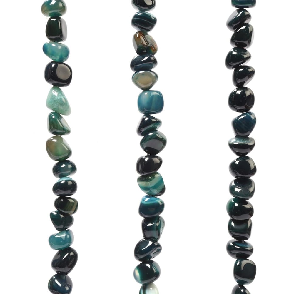 Agate Natural Stone Petrol Green Tumbler Cut 8x11mm String Of Beads