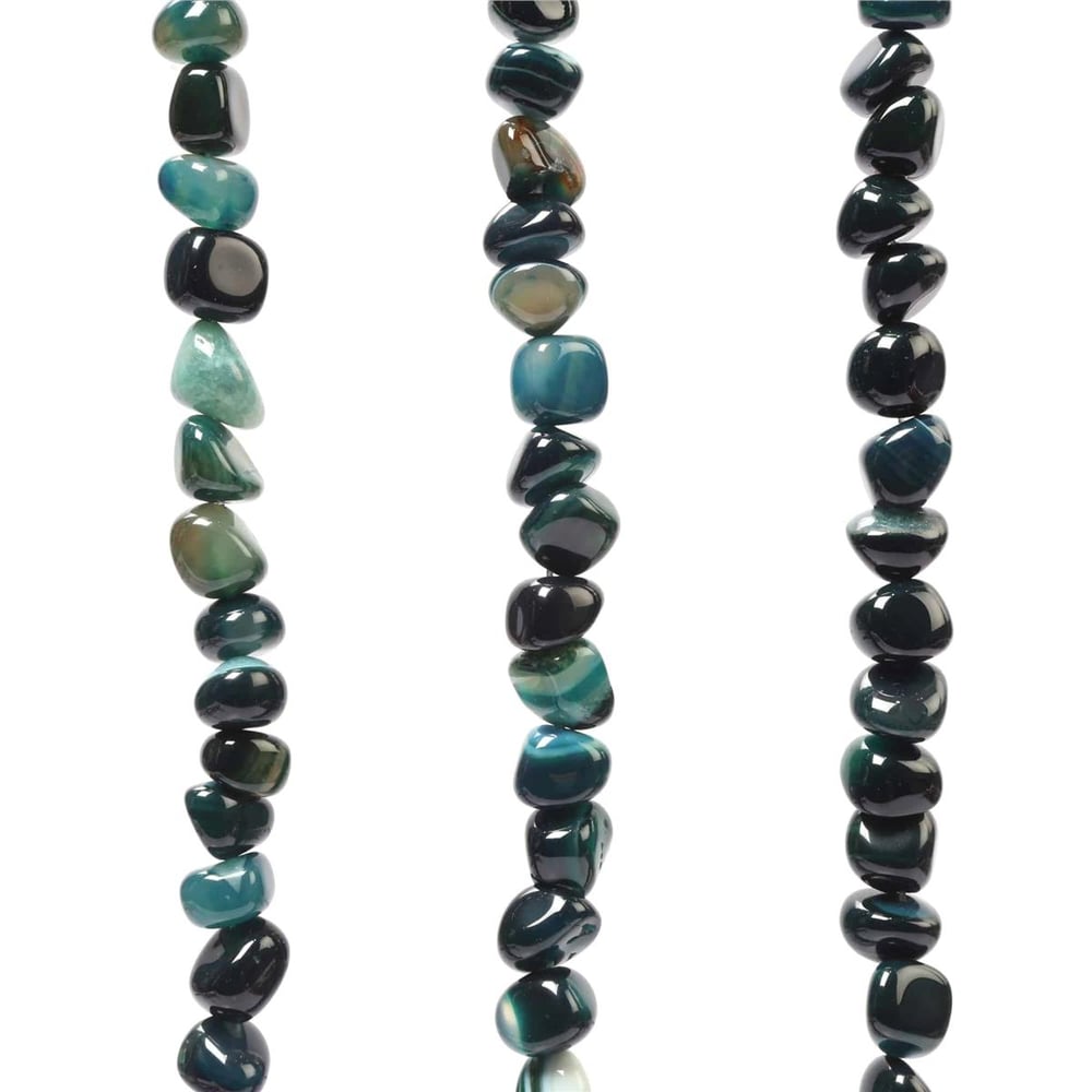 Agate Natural Stone Petrol Green Tumbler Cut 8x11mm String Of Beads