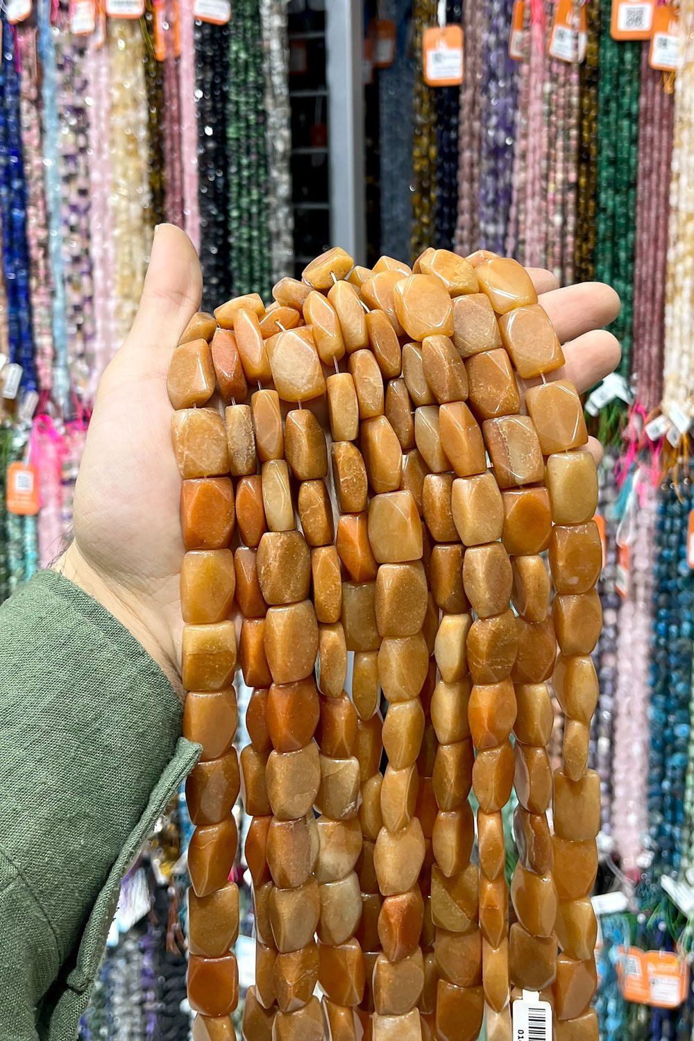 Akik Taşı Faset Dikdörtgen Kesim Turuncu 15x20mm Doğal Taş Dizi