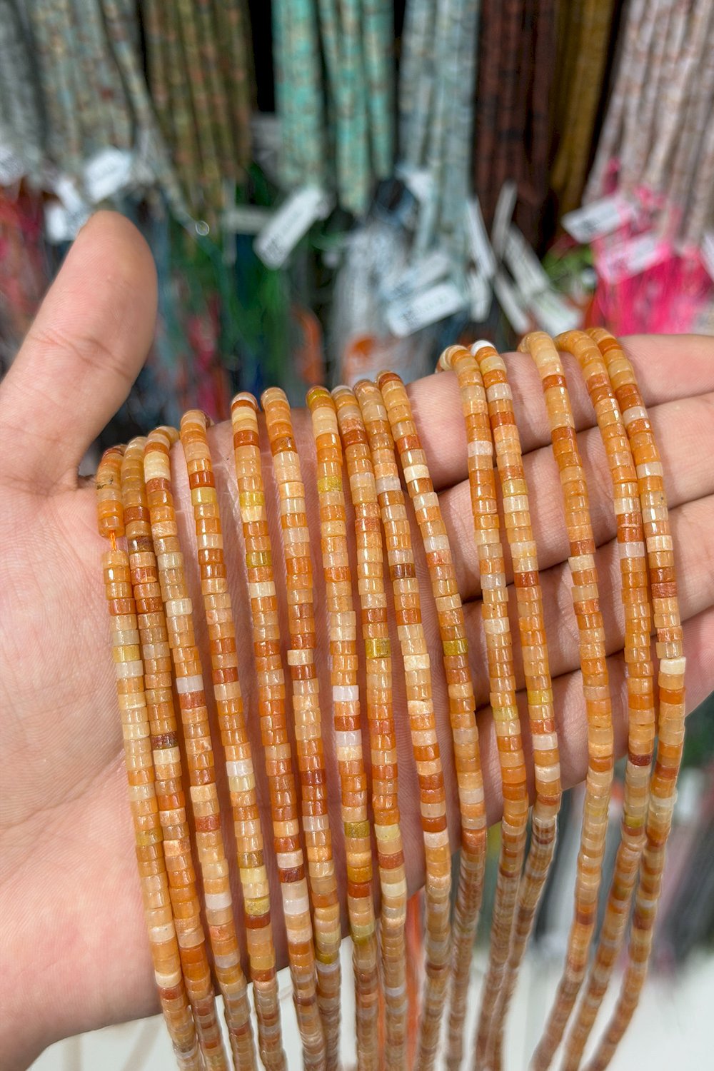 Akik Taşı Dore Kesim Parlak Turuncu 4x2mm Doğal Taş Dizi [AA]