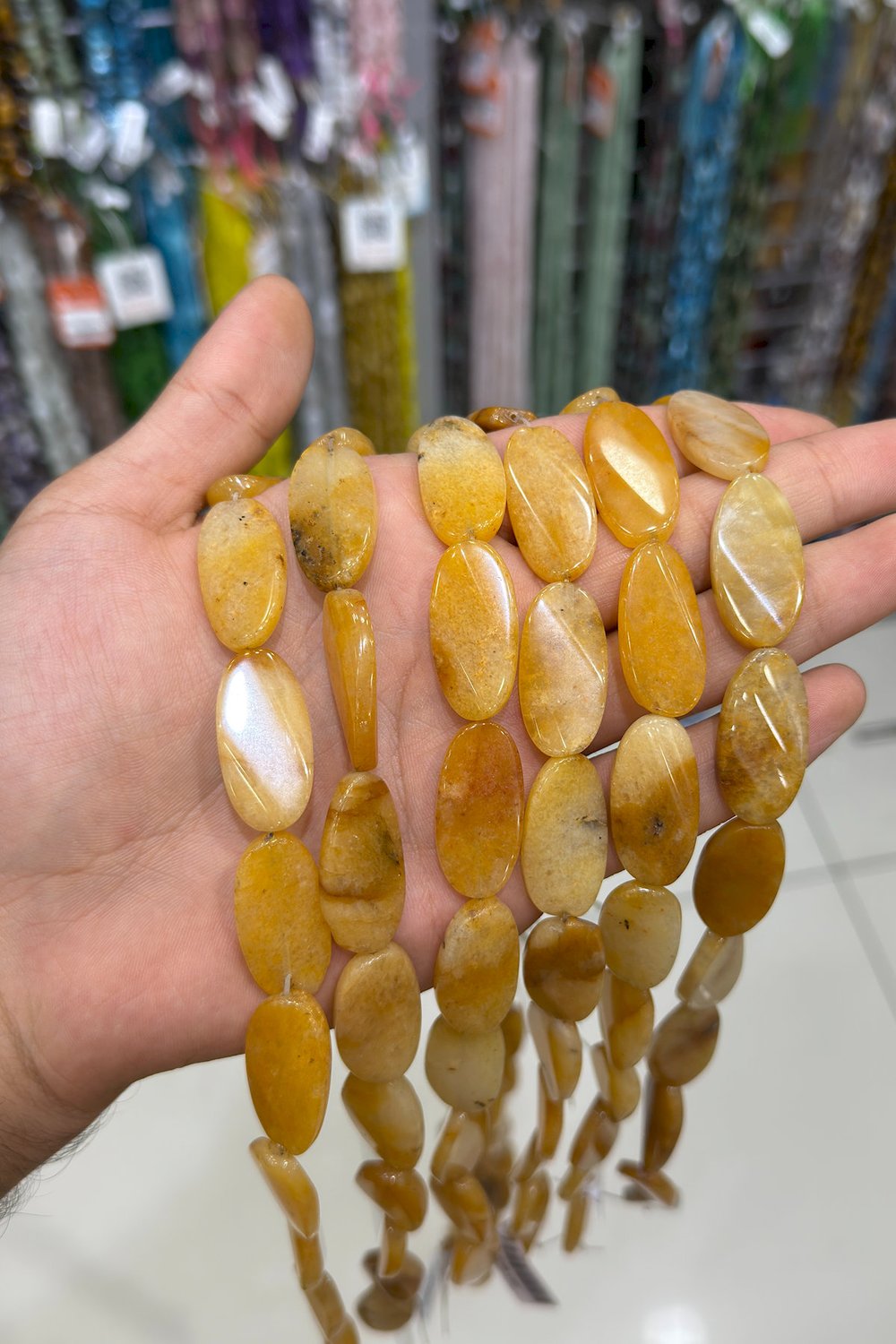 Akik Taşı Oval Kesim Parlak Turuncu 15x30mm Doğal Taş Dizi