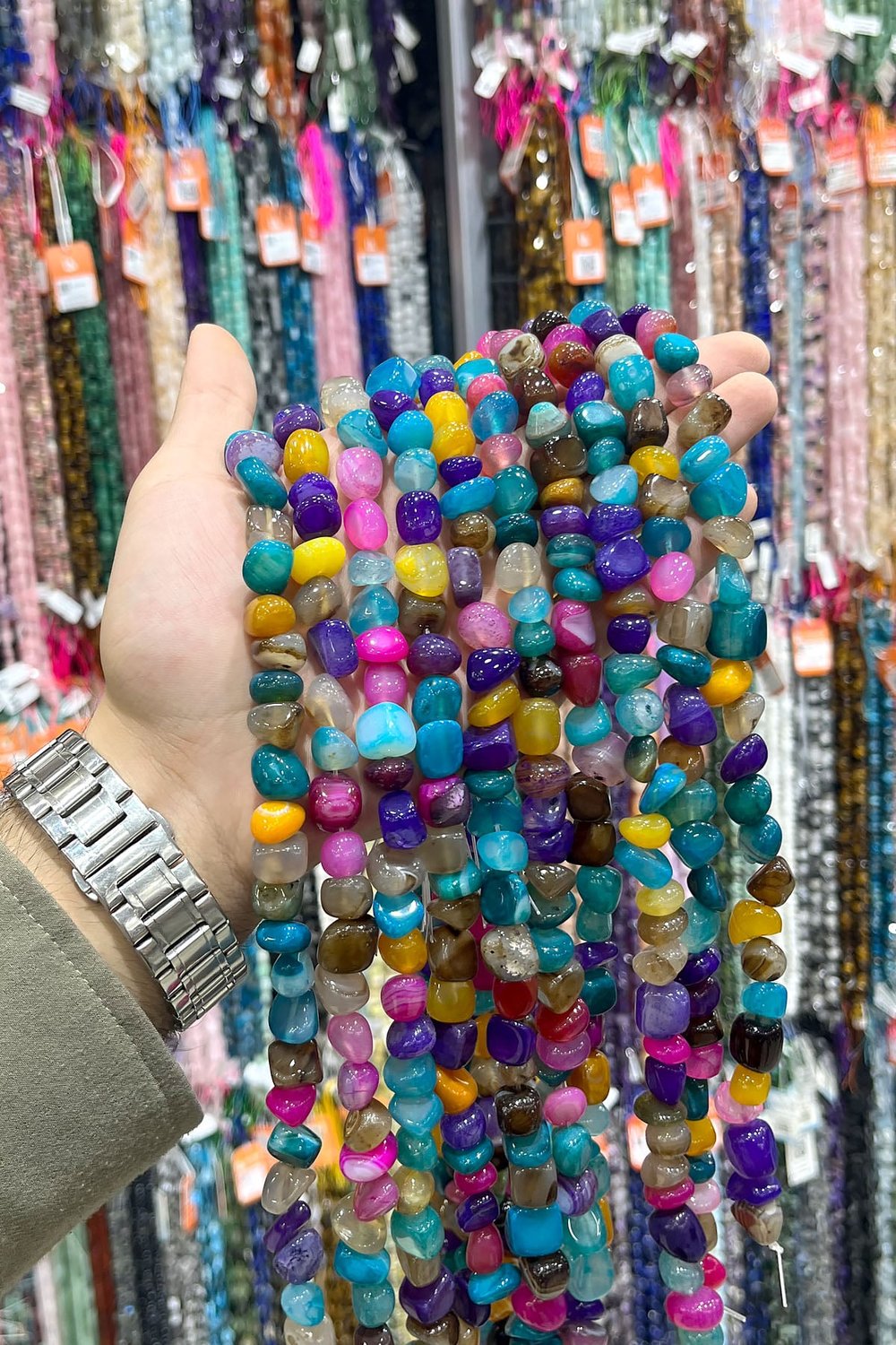 Akik Taşı Tımbıl Kesim Parlak Karışık 8x11mm Doğal Taş Dizi [AA]