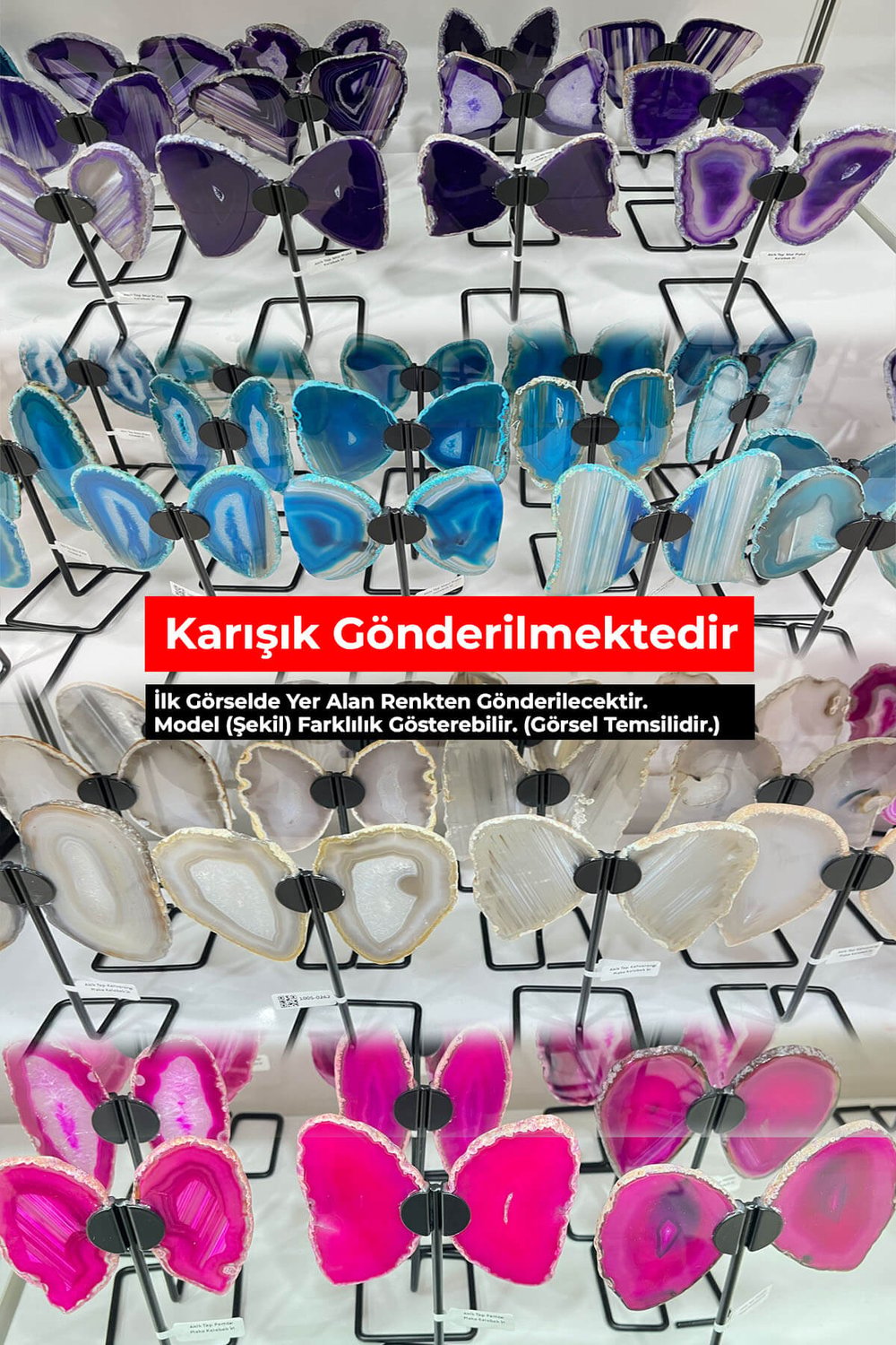 Akik Taşı Pembe Plaka Kelebek İri
