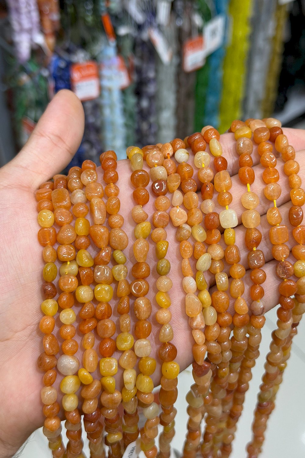 Akik Taşı Tımbıl Kesim Parlak Turuncu 4x6mm Doğal Taş Dizi