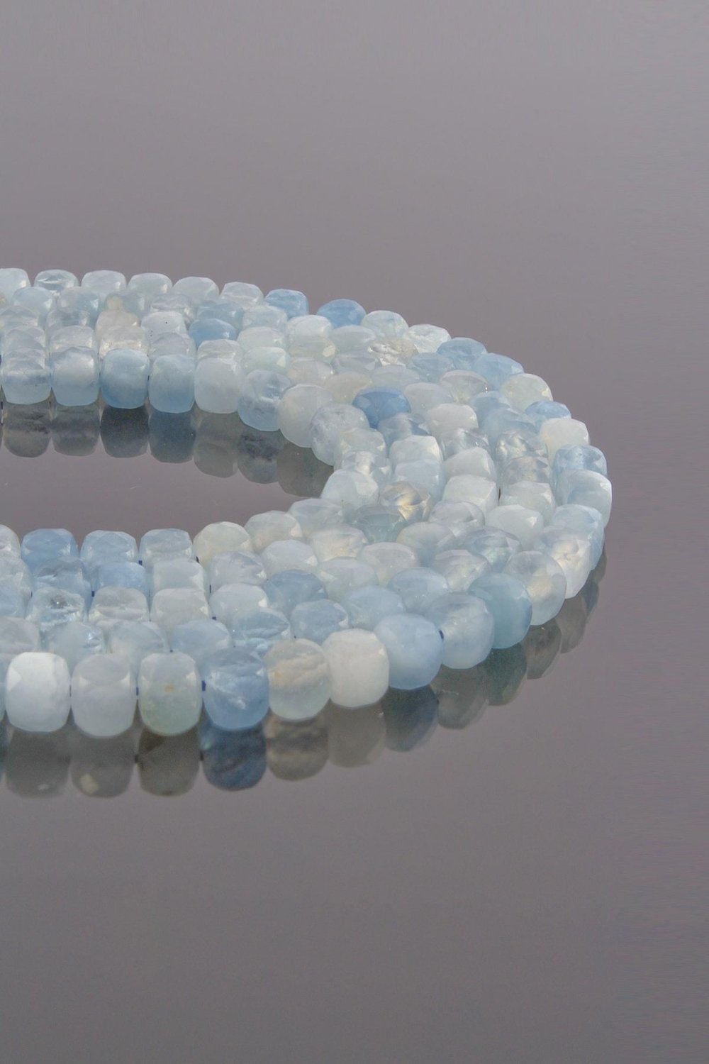 Aquamarine Natural Stone Shiny Mix Cube Cut 4x4mm String Of Beads