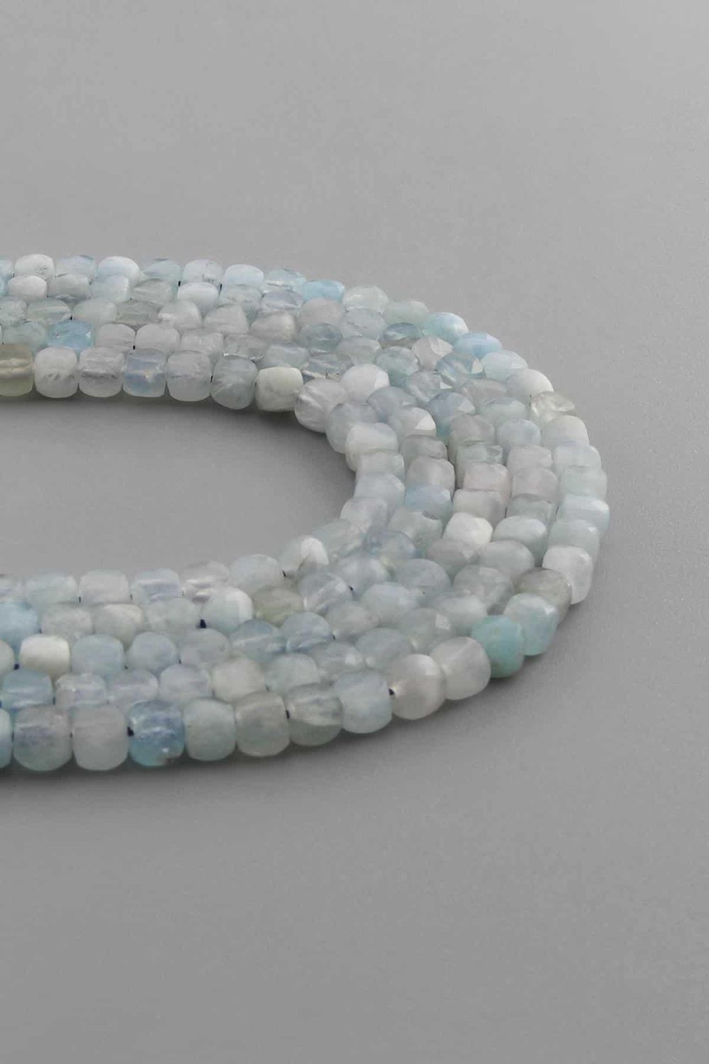 Aquamarine Natural Stone Shiny Cube Crystal Cut 4x4mm String Of Beads