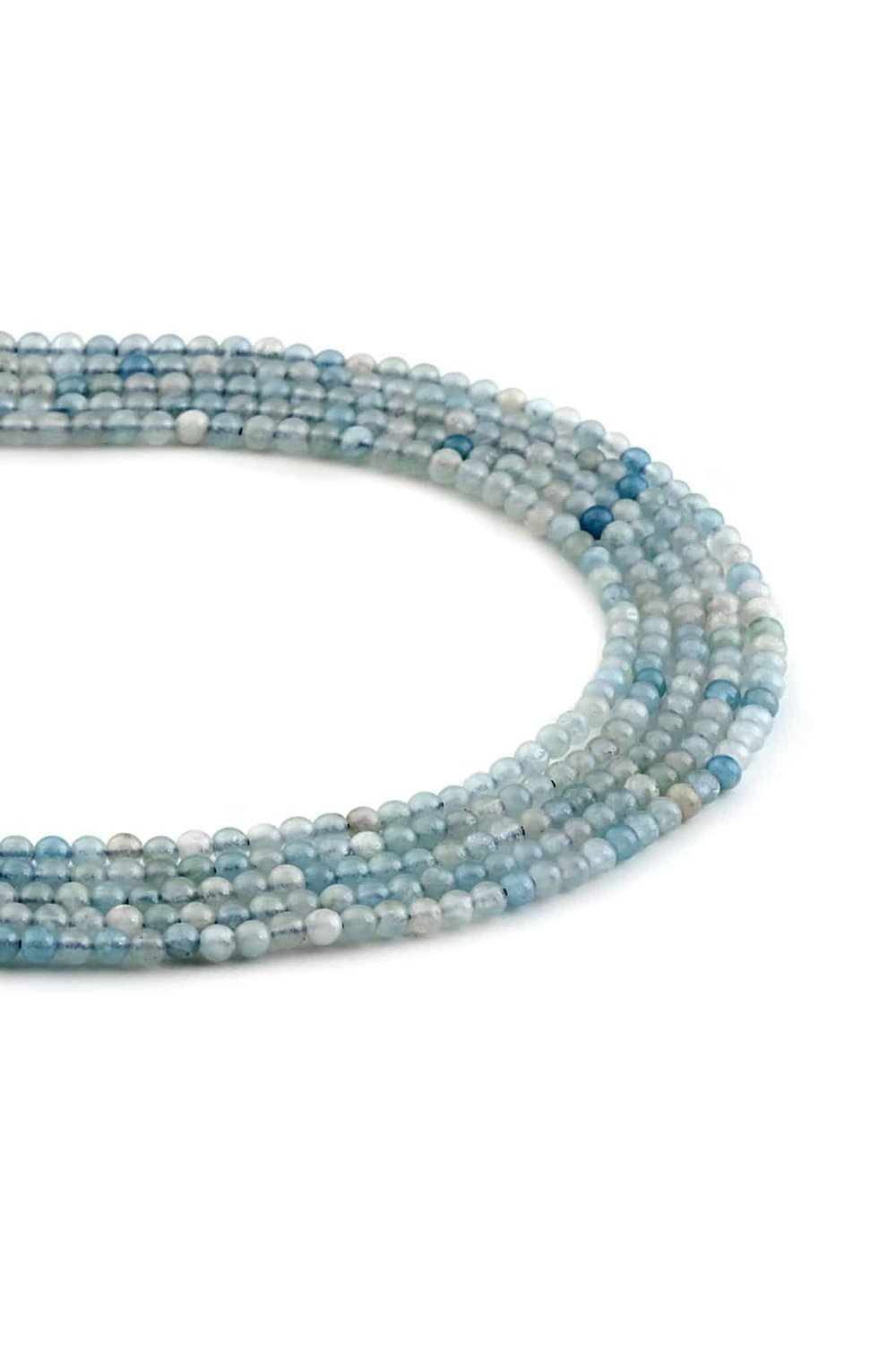 Aquamarine Natural Stone Shiny Globe 3mm String Of Beads