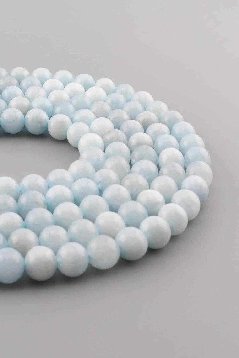 Aquamarine Natural Stone Shiny Blue Globe Cut 8mm String Of Beads [B+]