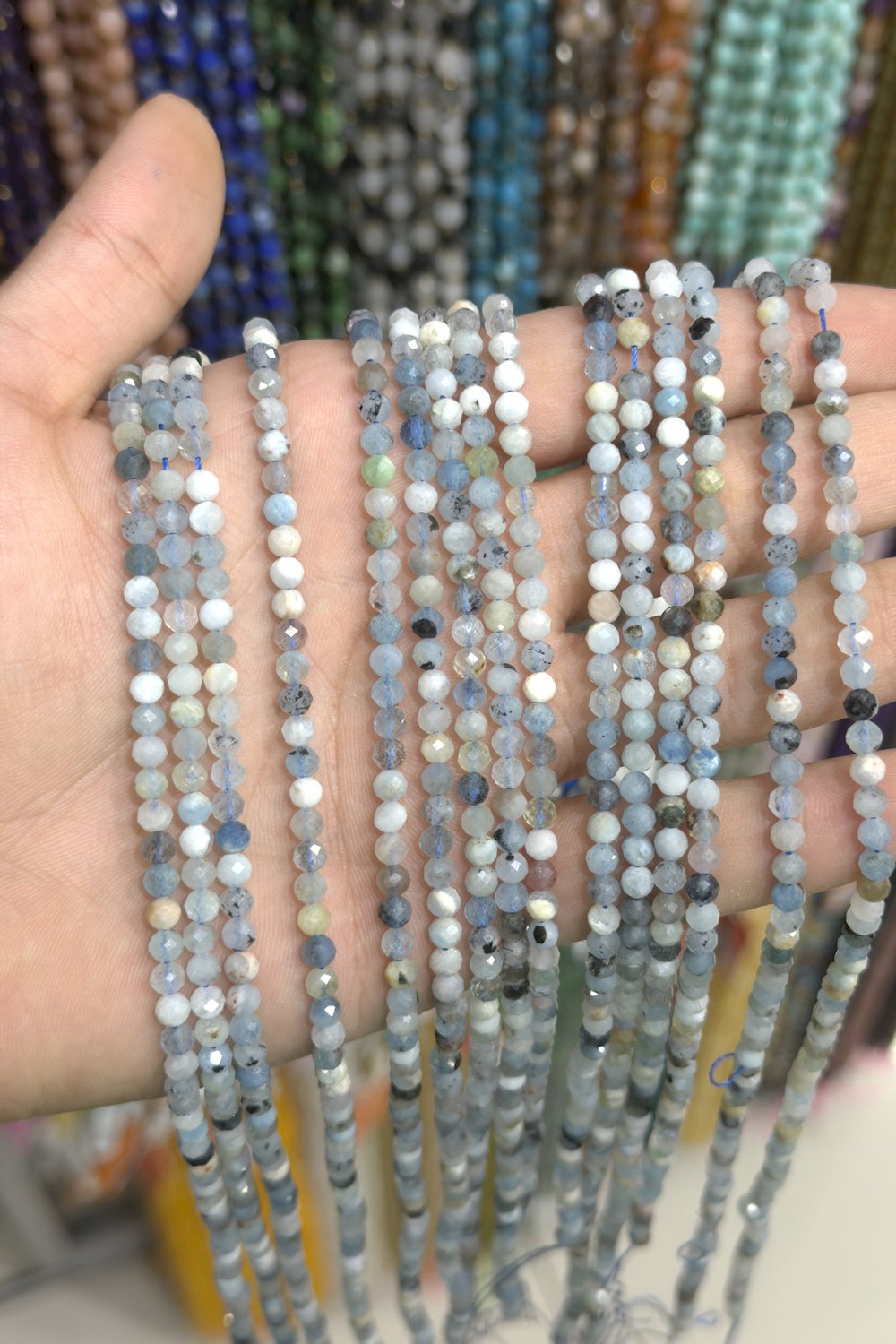 Akuamarin Taşı Küre Kesim Parlak 4mm Doğal Taş Dizi [AA]