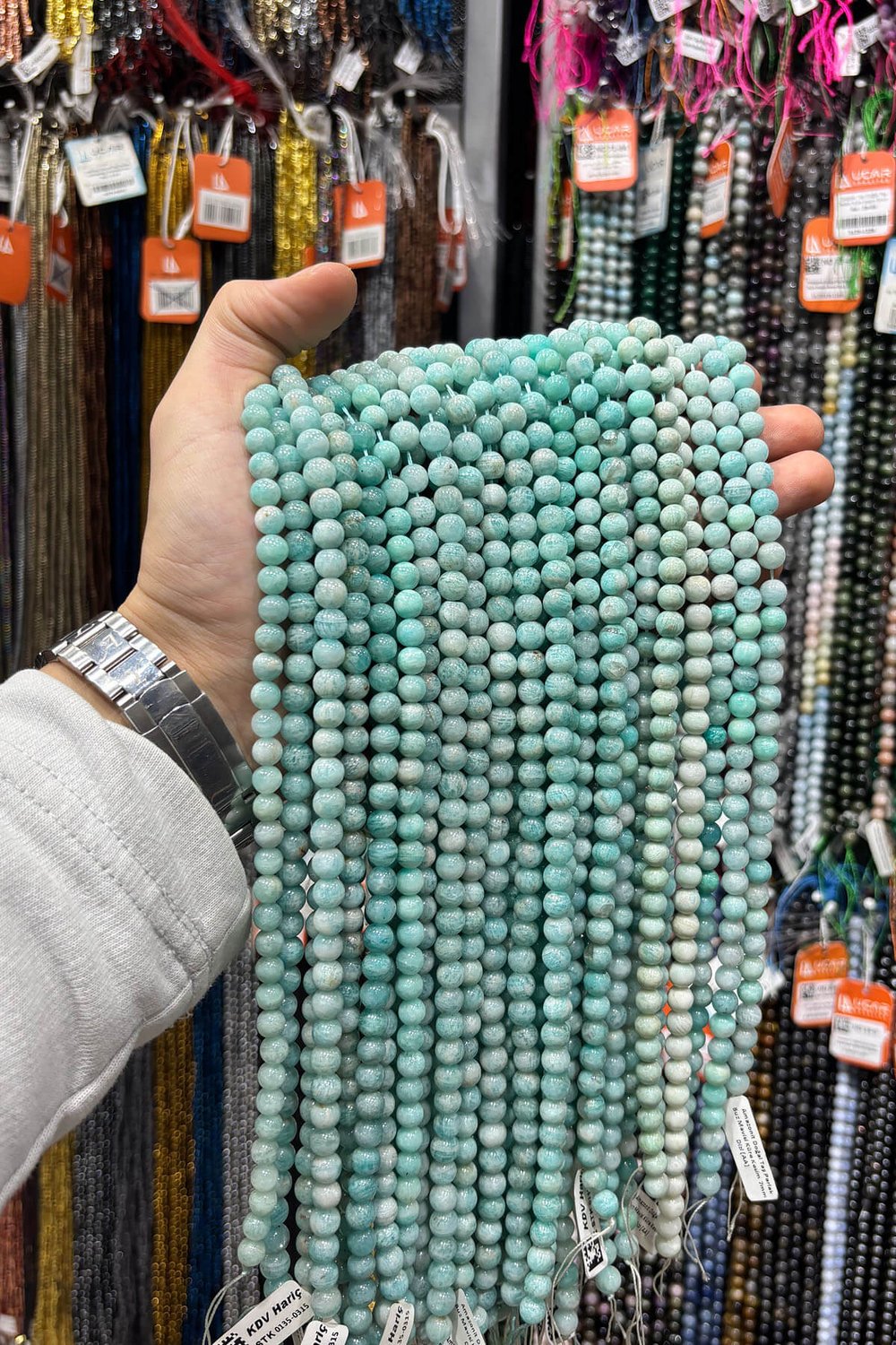 Amazonite Natural Stone Shiny Globe Cut 7mm String Of Beads
