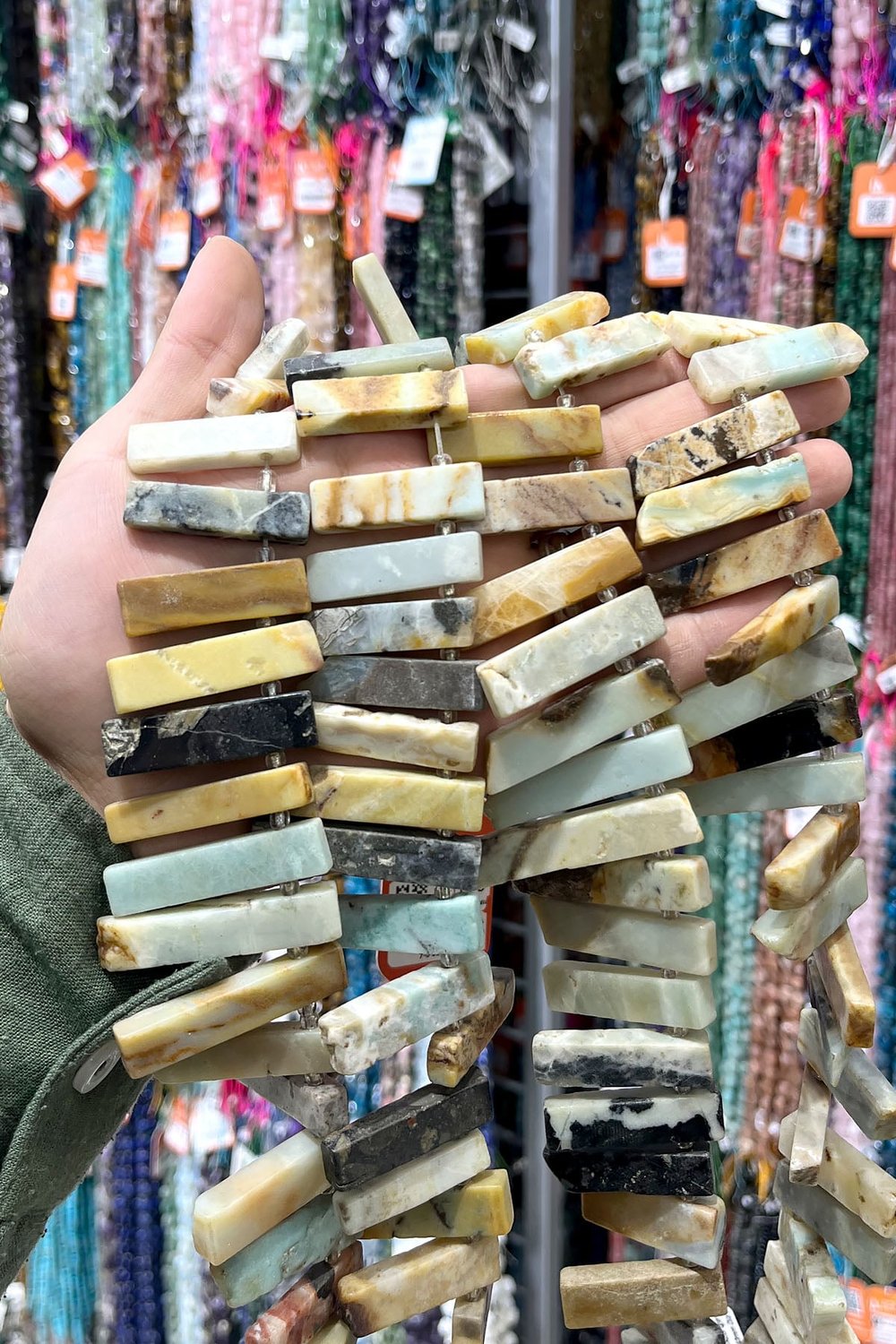 Amazonite Natural Stone Rectangular Cut 10x40mm String Of Beads