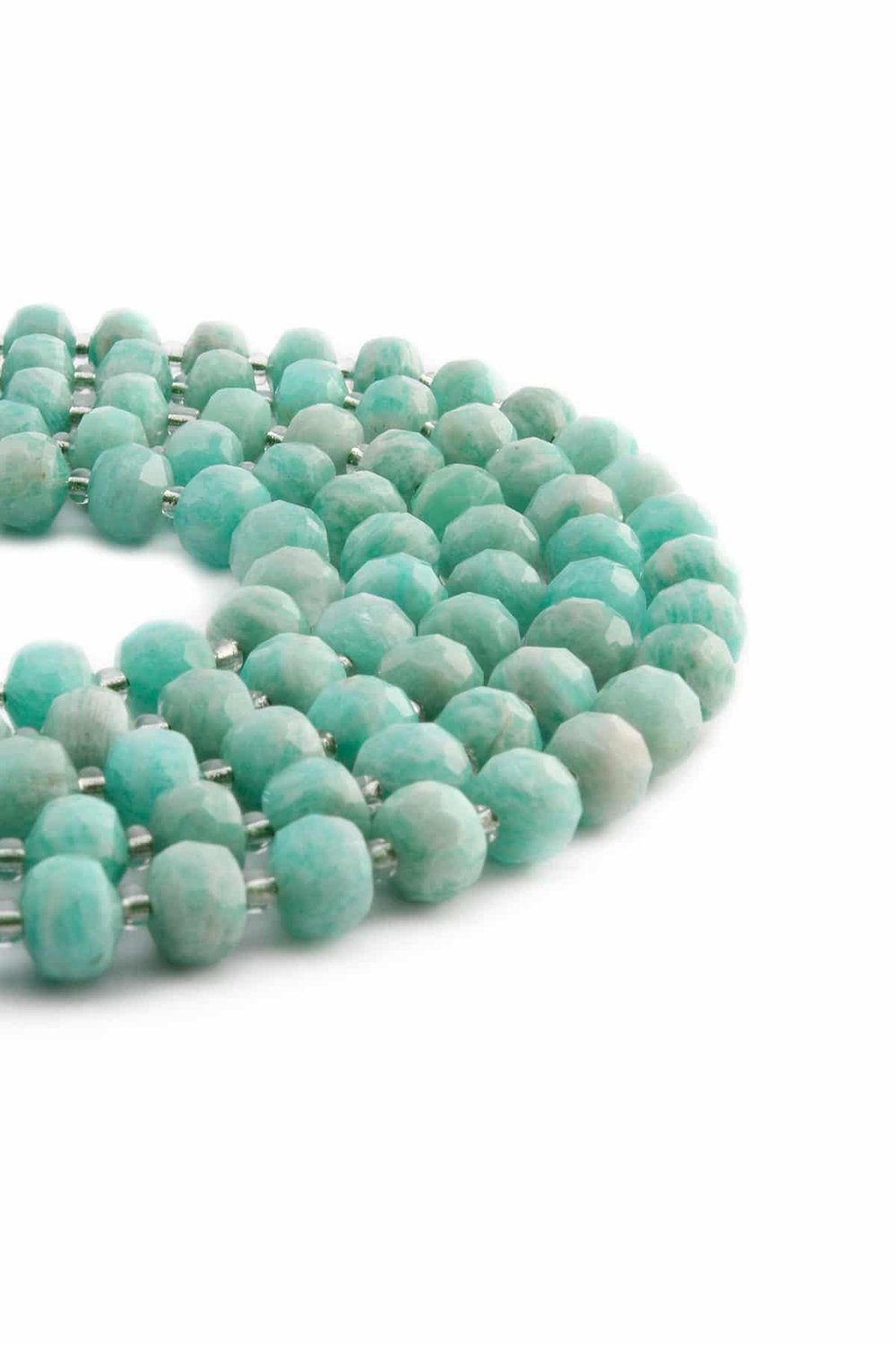 Amazonite Natural Stone Shiny Dore Crystal Cut 8x7mm String Of Beads