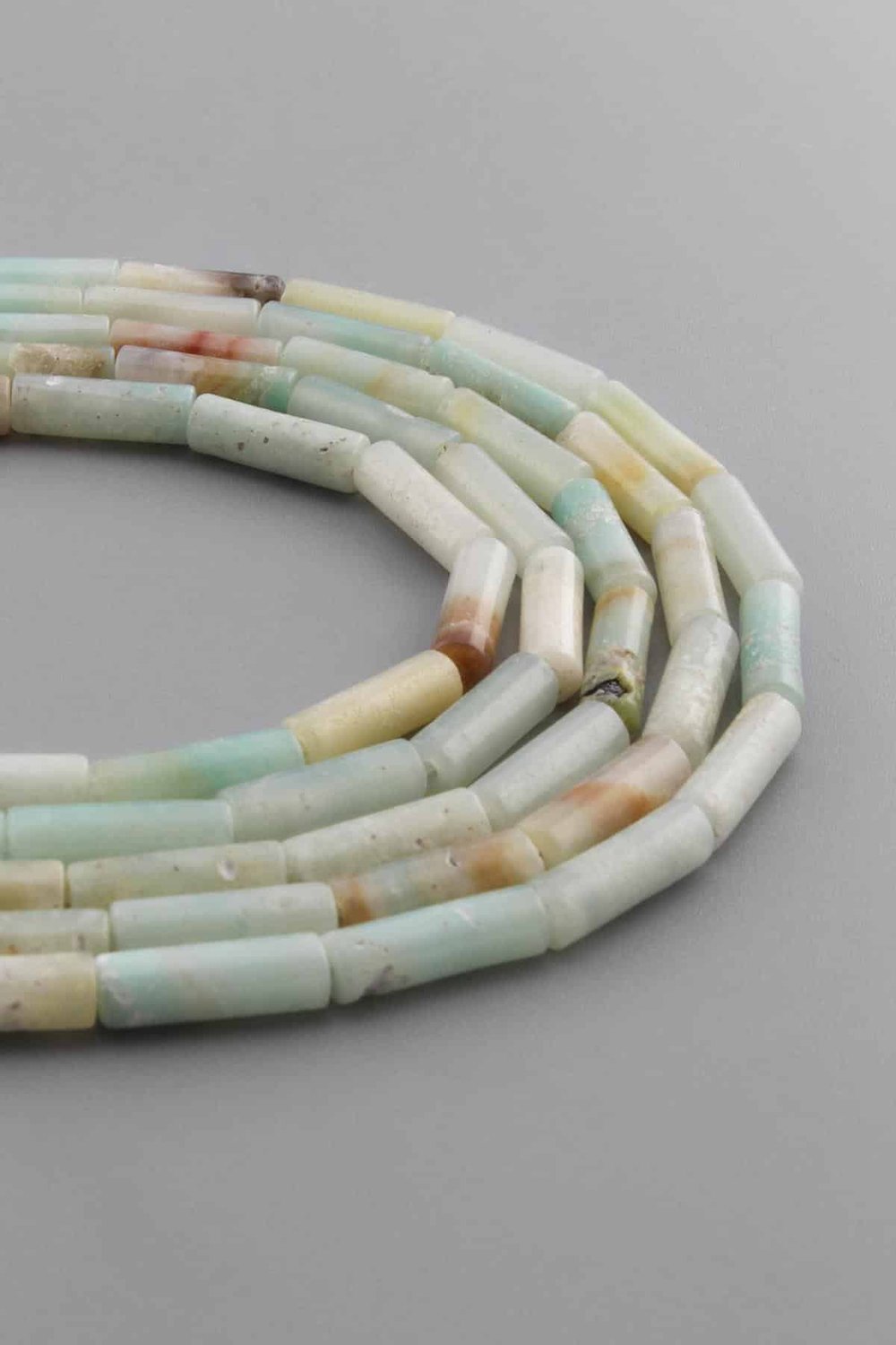 Amazonite Natural Stone Shiny Cylinder Cut 4x13mm String Of Beads
