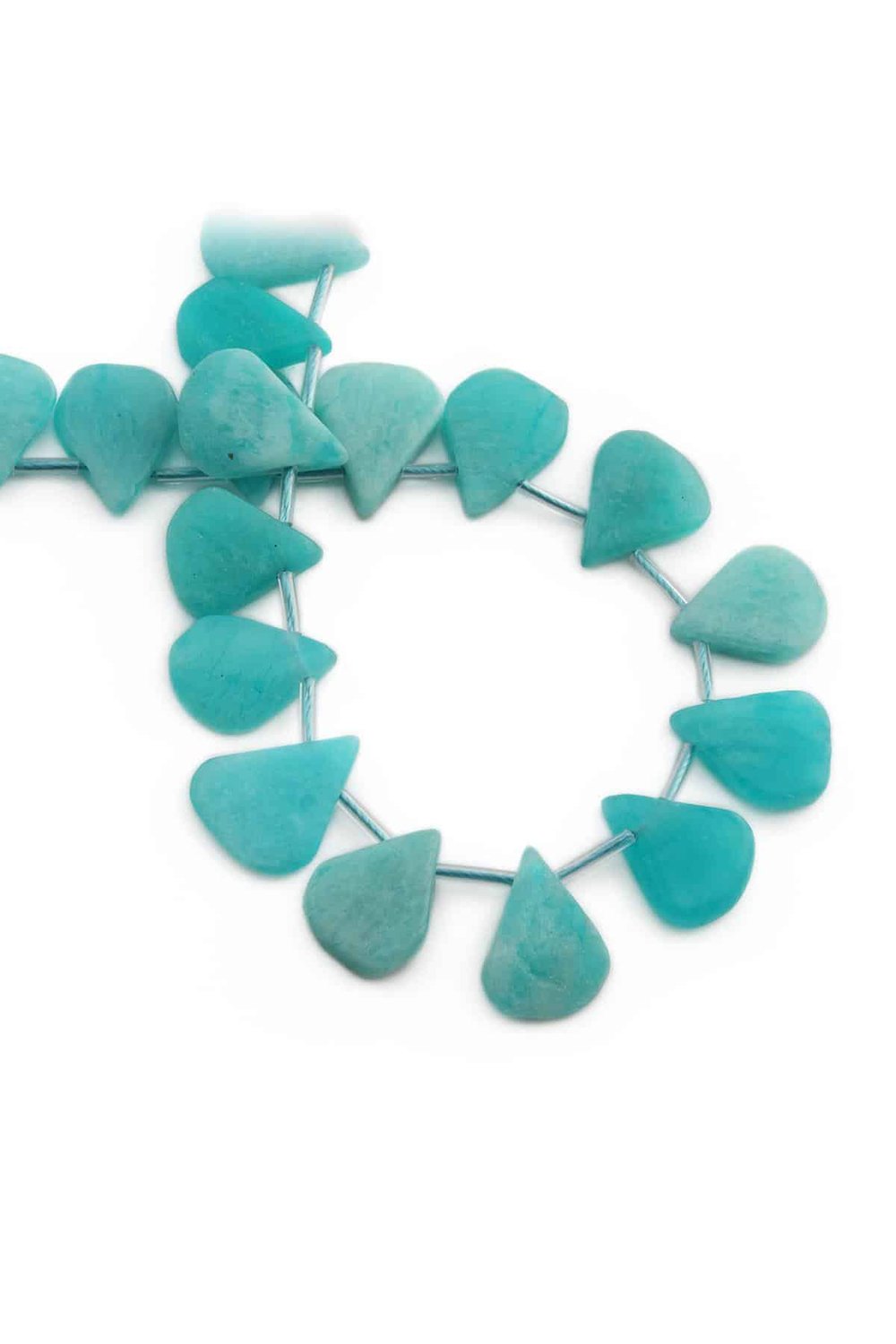 Amazonite Natural Stone Flat Drop Cut 16x12mm String Of Beads