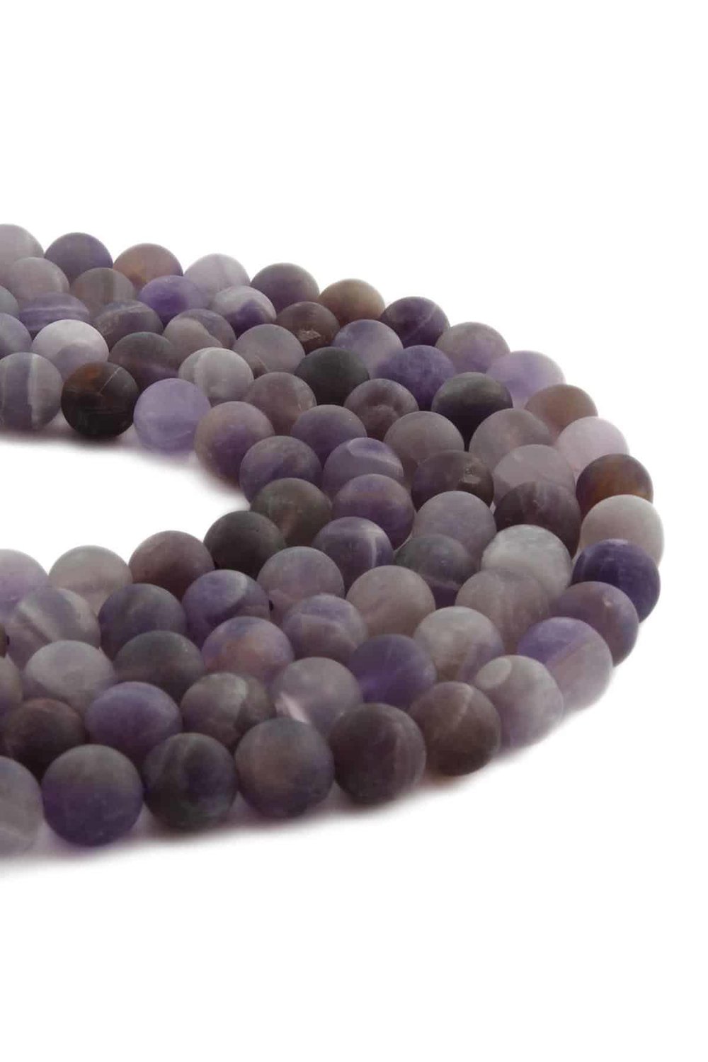 Amethyst Natural Stone Matte Purple Globe Cut 8mm String Of Beads