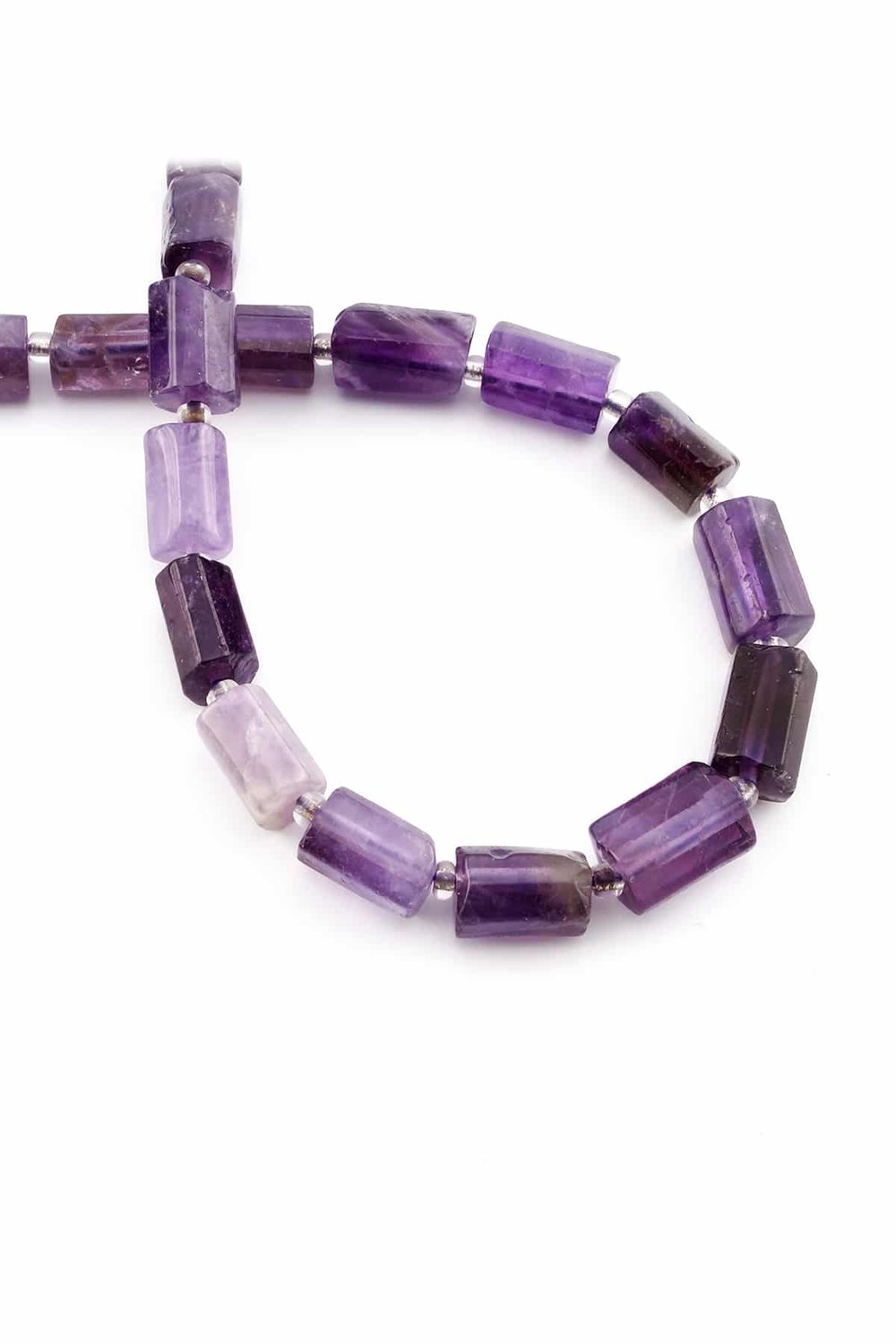 Amethyst Natural Stone Cylinder Cut 7x12mm String Of Beads