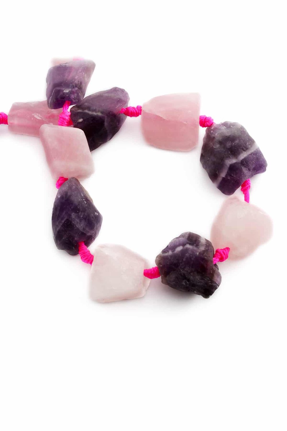 Amethyst-Pink Quartz Natural Stone Crude Mass Cut 15x25mm String Of Beads