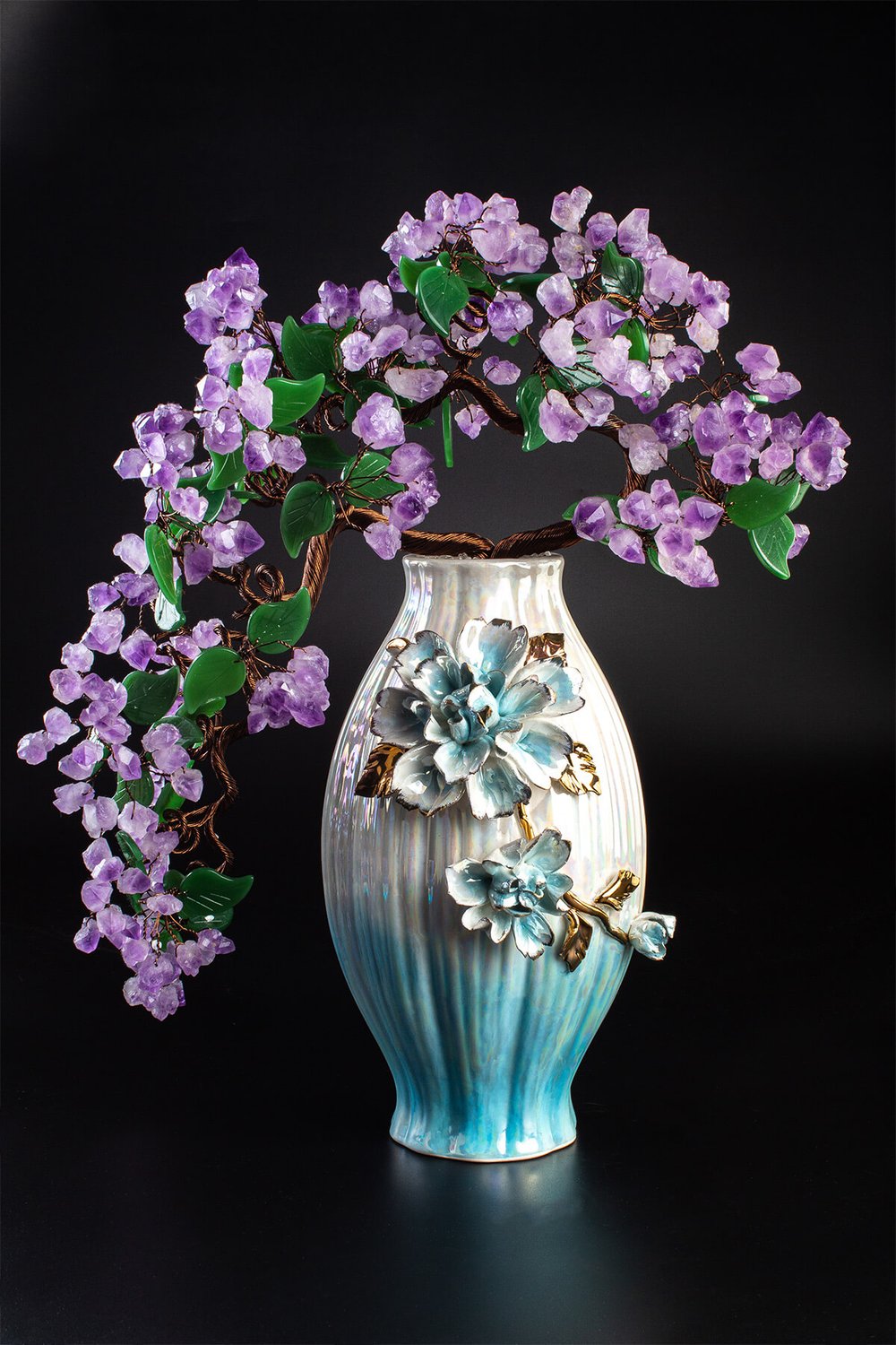 Ametist Taşı El Yapımı Doğal Taş 45x16x16cm Dekoratif Ağaç