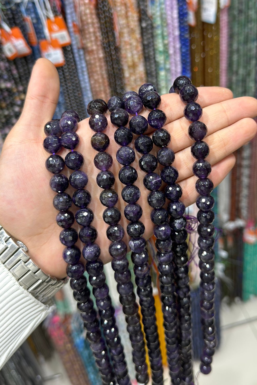 Ametist Taşı Küre Faset Kesim 12mm Doğal Taş Dizi