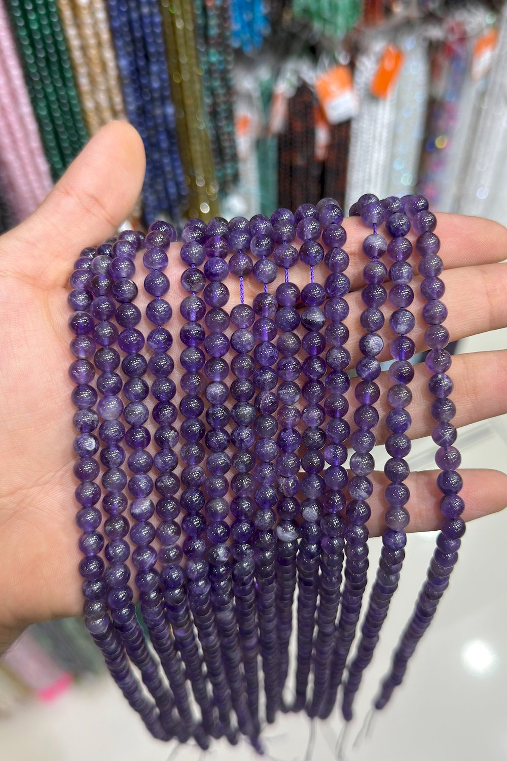 Ametist Taşı Küre Kesim Parlak 6mm Doğal Taş Dizi [AB+]