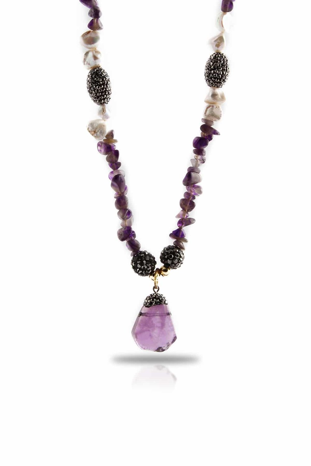 Amethyst Stone and Pearl Stone Necklace