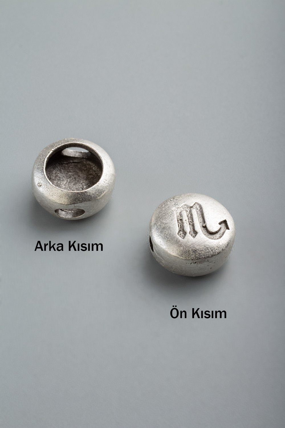 Antik Gümüş Yuvarlak Akrep Burç Tek Delik 11x5mm Takı Aparatı - 5 Adet
