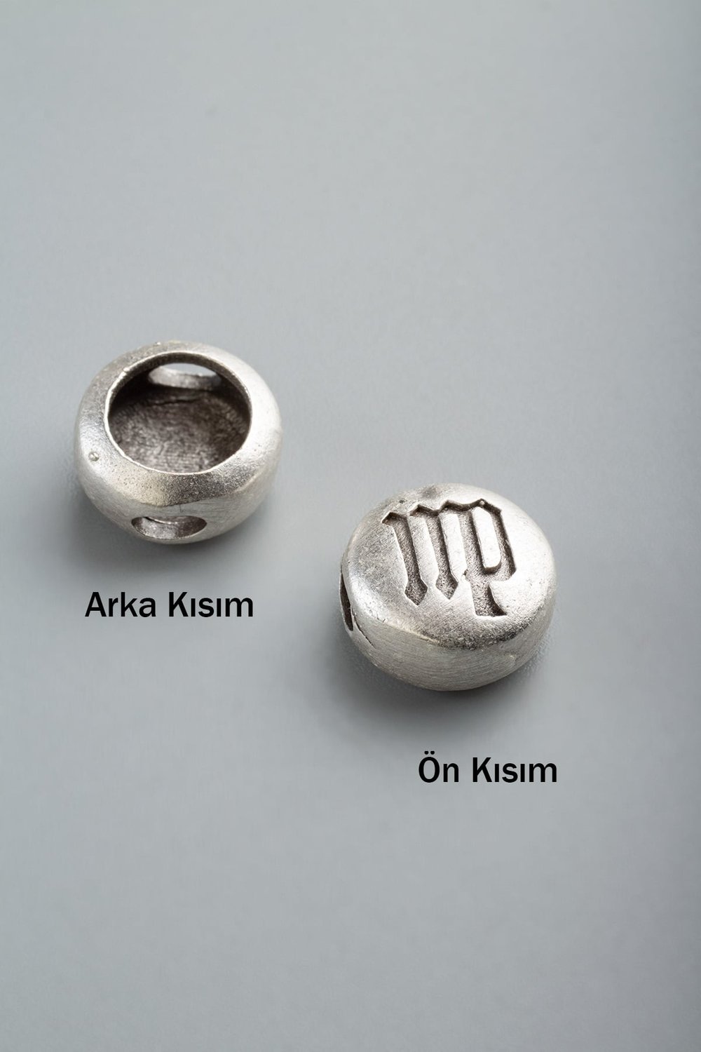 Antik Gümüş Yuvarlak Başak Burç Tek Delik 11x5mm Takı Aparatı - 5 Adet