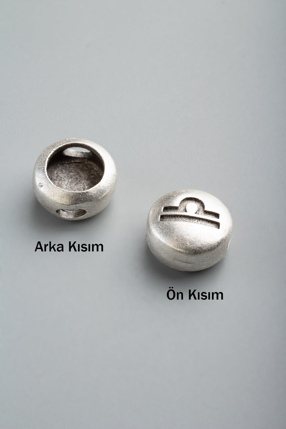 Antik Gümüş Yuvarlak Terazi Burç Tek Delik 11x5mm Takı Aparatı