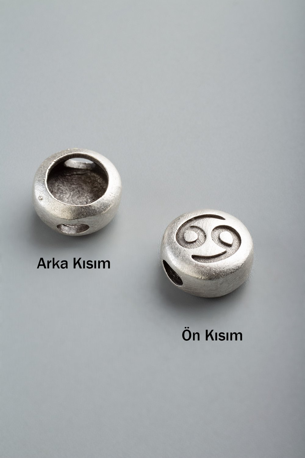 Antik Gümüş Yuvarlak Yengeç Burç Tek Delik 11x5mm Takı Aparatı