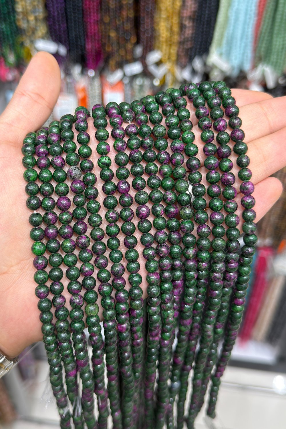 Anyolit Taşı Küre Kesim Parlak 6mm Doğal Taş Dizi