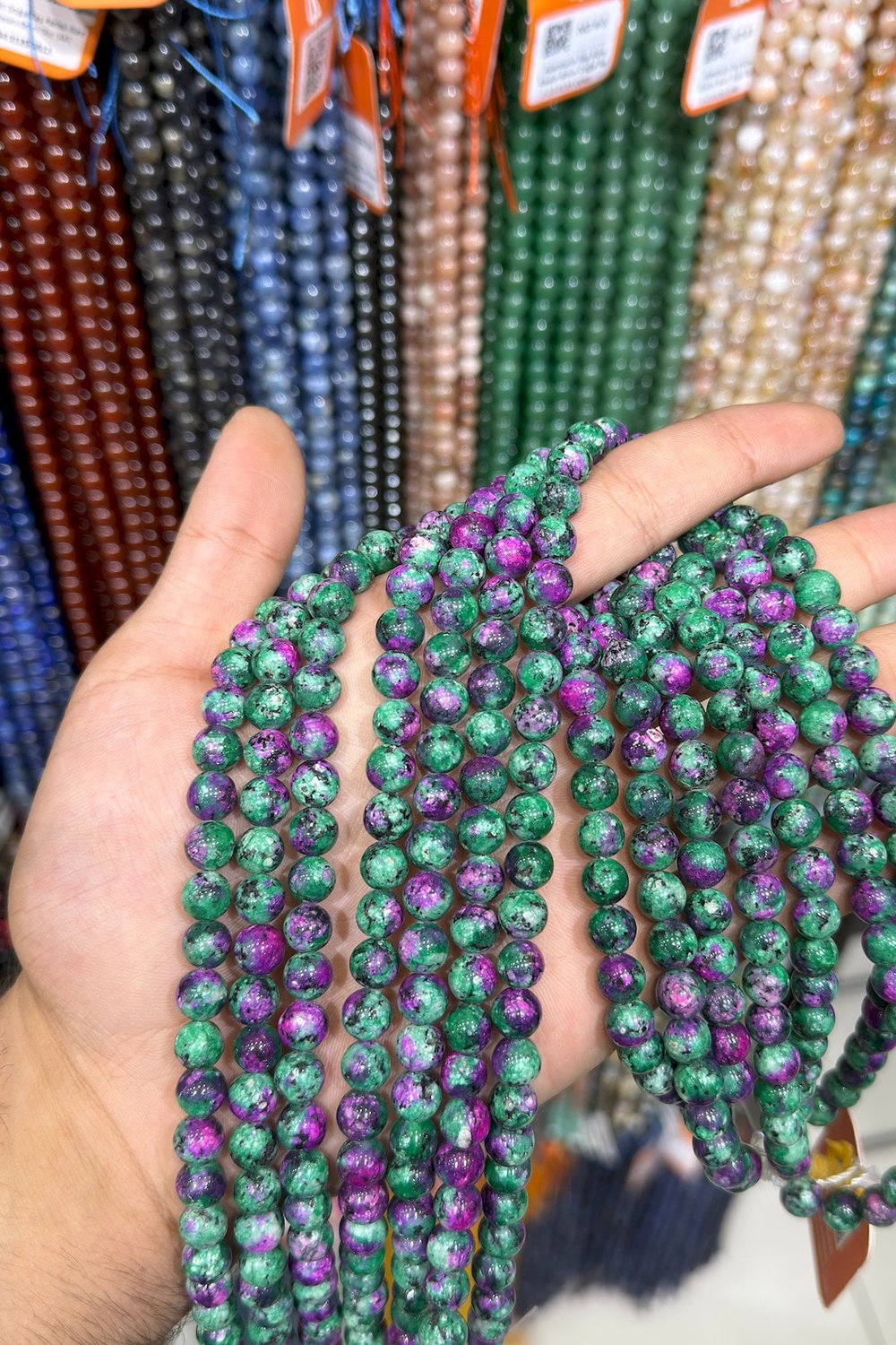 Anyolit Taşı Küre Kesim Parlak 8mm Doğal Taş Dizi [AB+]