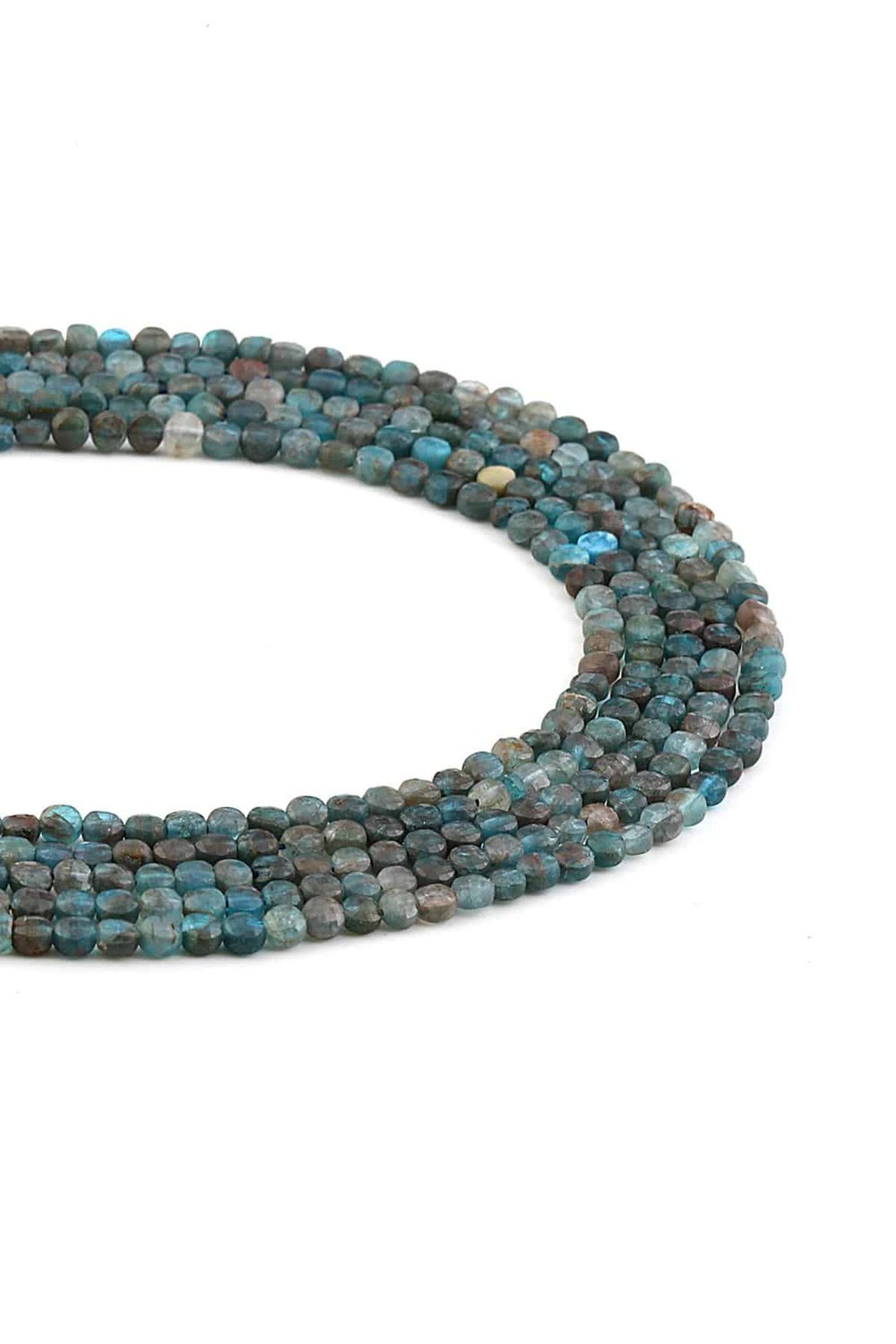 Apatite Natural Stone Shiny Circle Facet Cut 4x3mm String Of Beads