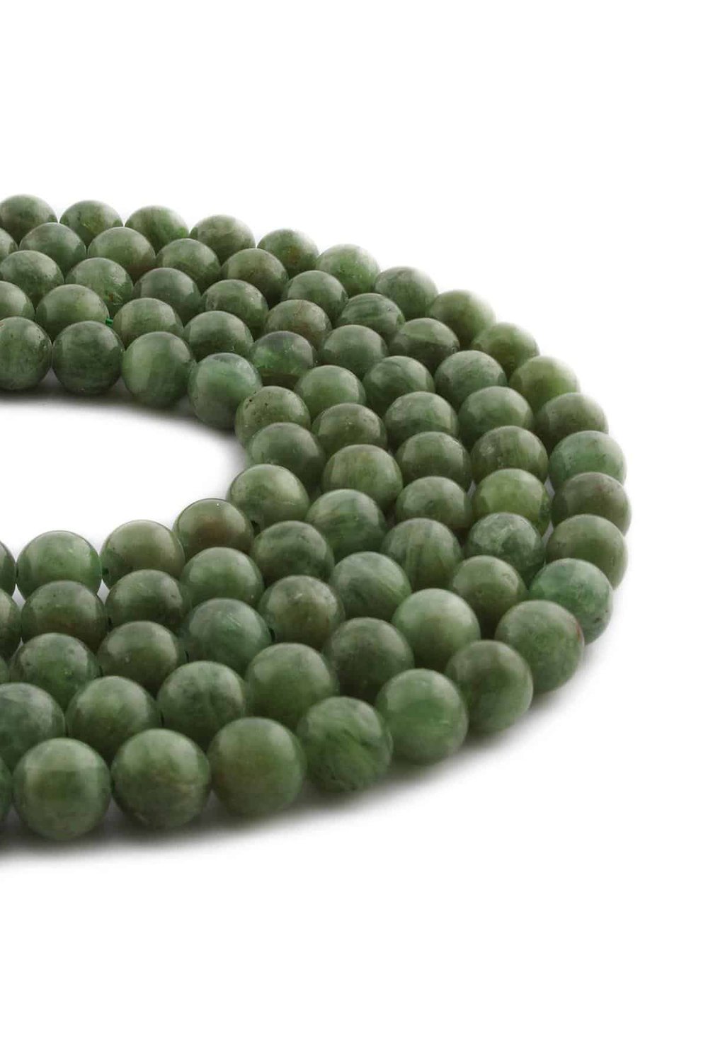 Apatite Natural Stone Shiny Green Globe Cut 8mm String Of Beads