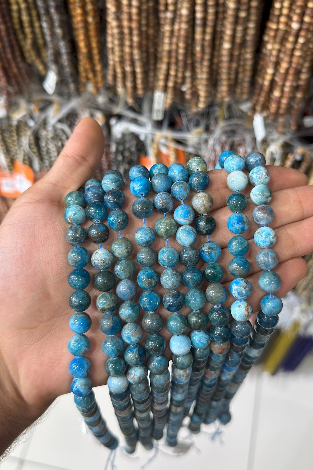 Apatit Taşı Küre Kesim Parlak 10mm Doğal Taş Dizi [AA]