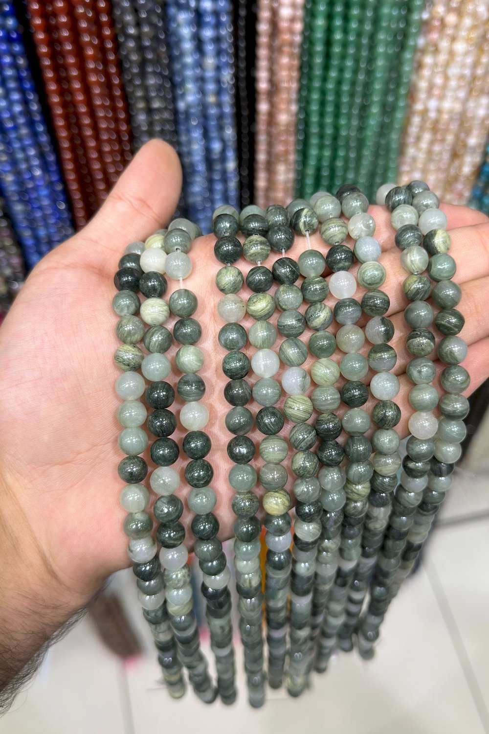 Aragonit Taşı Küre Kesim Parlak 8mm Doğal Taş Dizi