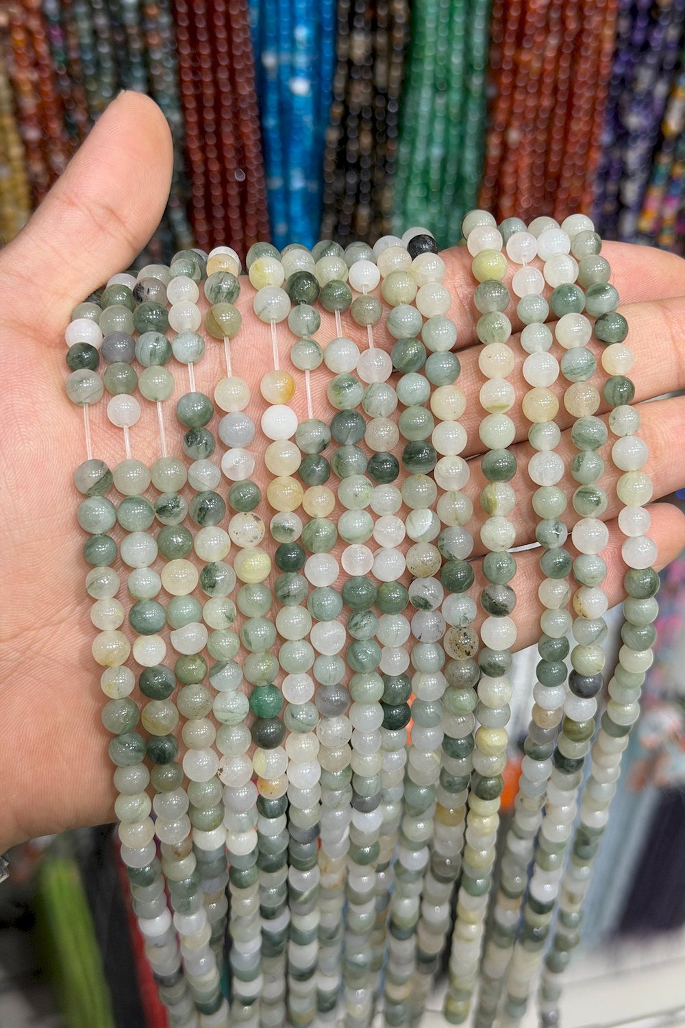 Aragonit Taşı Küre Kesim Yeşil 6mm Doğal Taş Dizi [AB]
