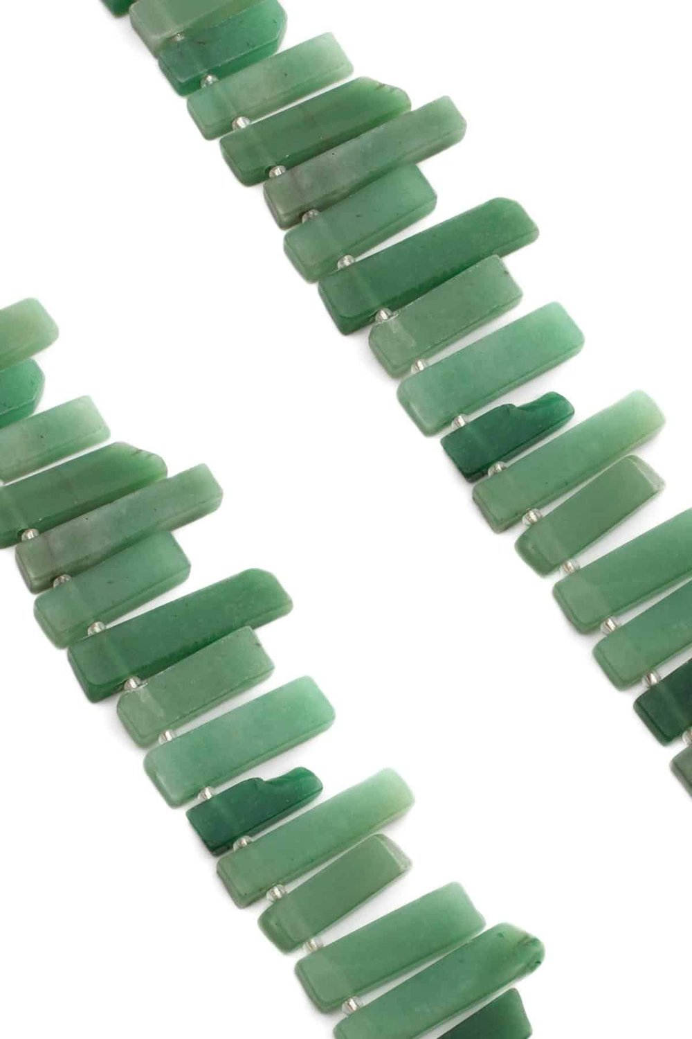 Aventurin Taşı Dikdörtgen Kesim Parlak Koyu Yeşil 10x40mm Doğal Taş Dizi [AA]