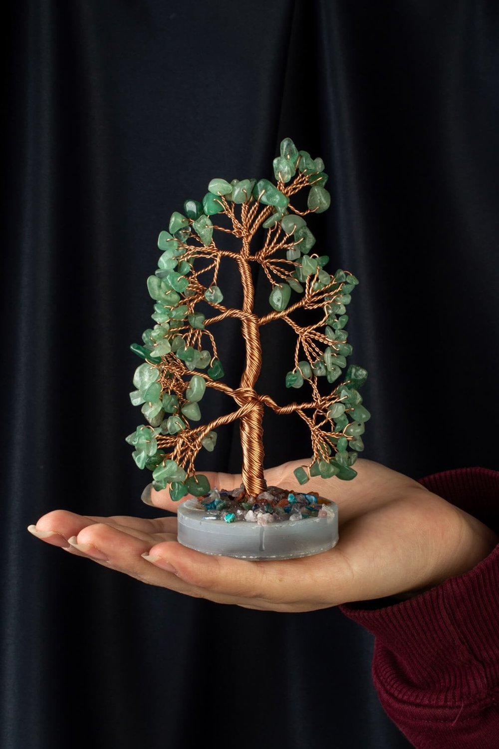 Aventurin Taşı El Yapımı 5x15cm Doğal Taş Dekoratif Hayat Ağacı