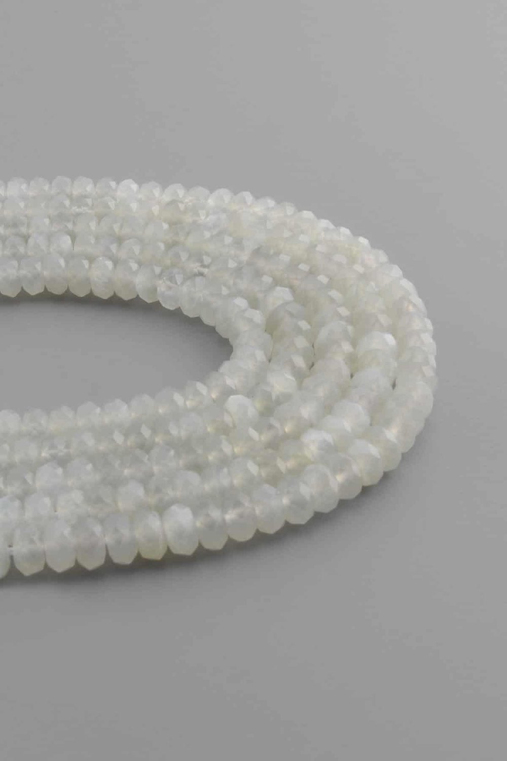 Moon Stone Natural Stone Shiny White Washer Crystal Cut 6x4mm String Of Beads